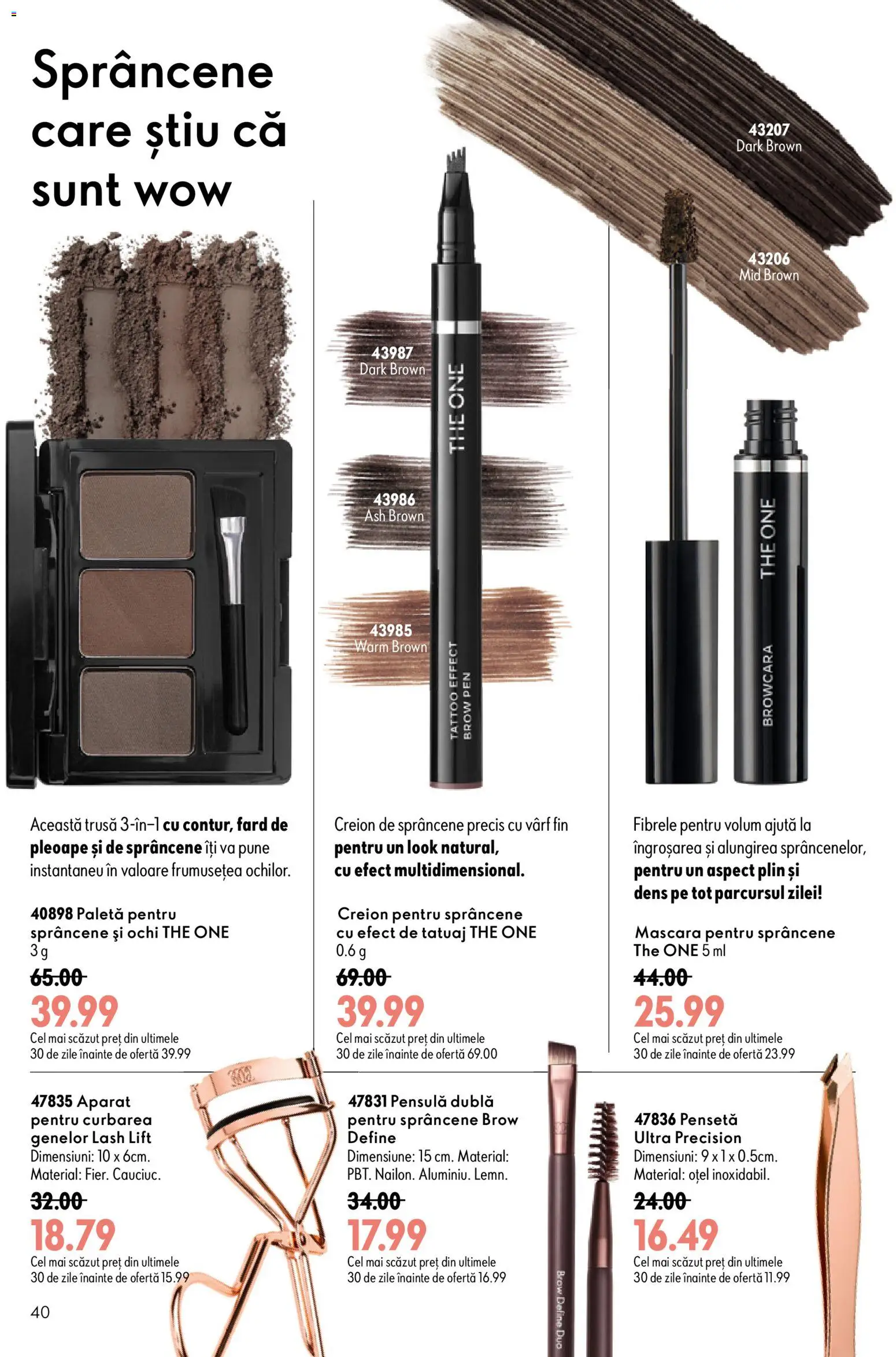 Catalog Oriflame 8 - 27 Iulie 2026 | Pagina 40 | Produse: Creion de sprâncene, Pensetă, Mascara