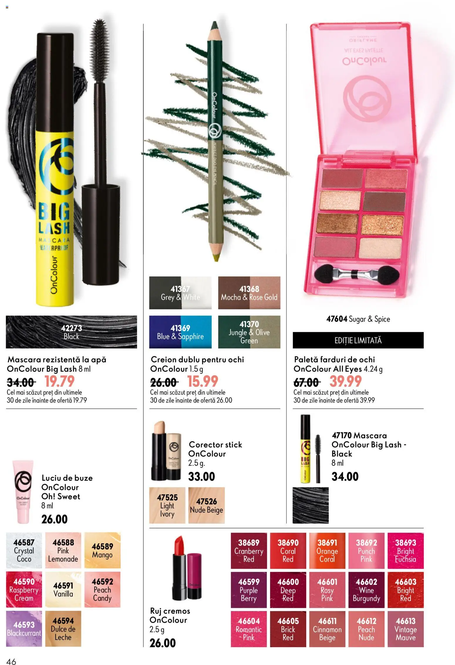 Catalog Oriflame 8 - 27 Iulie 2026 | Pagina 46 | Produse: Ruj, Luciu de buze, Apă, Mango