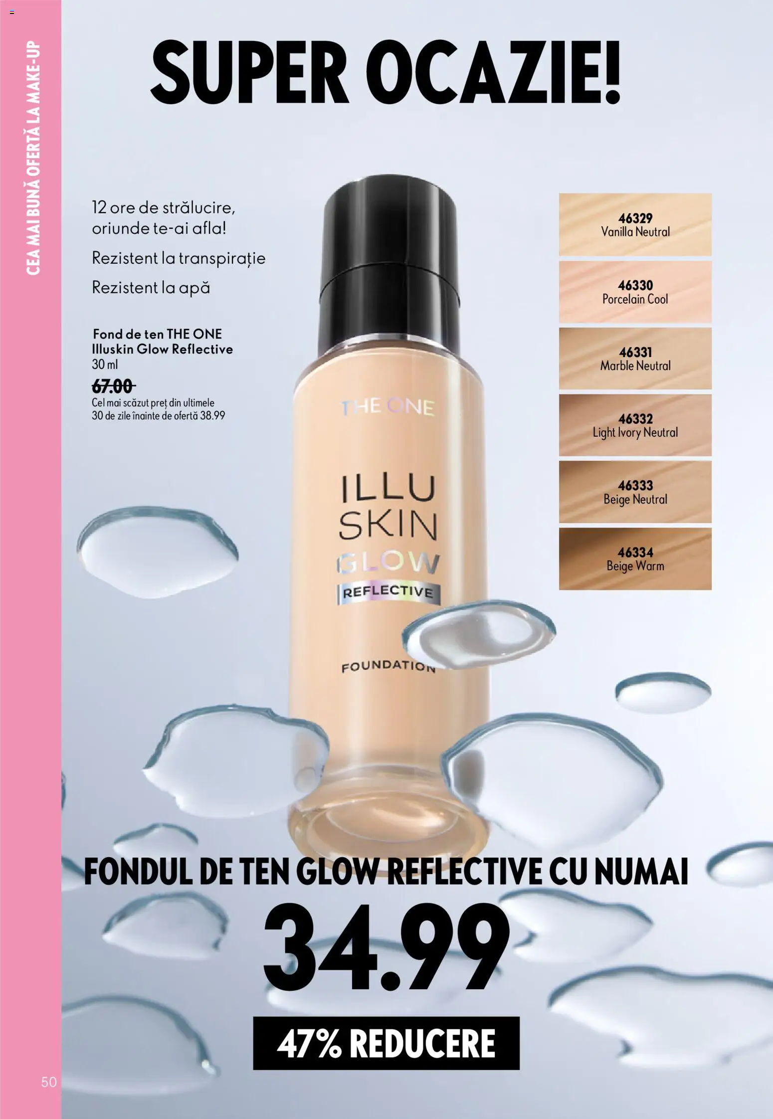 Catalog Oriflame 8 - 27 Iulie 2026 | Pagina 50 | Produse: Fond de ten, Apă