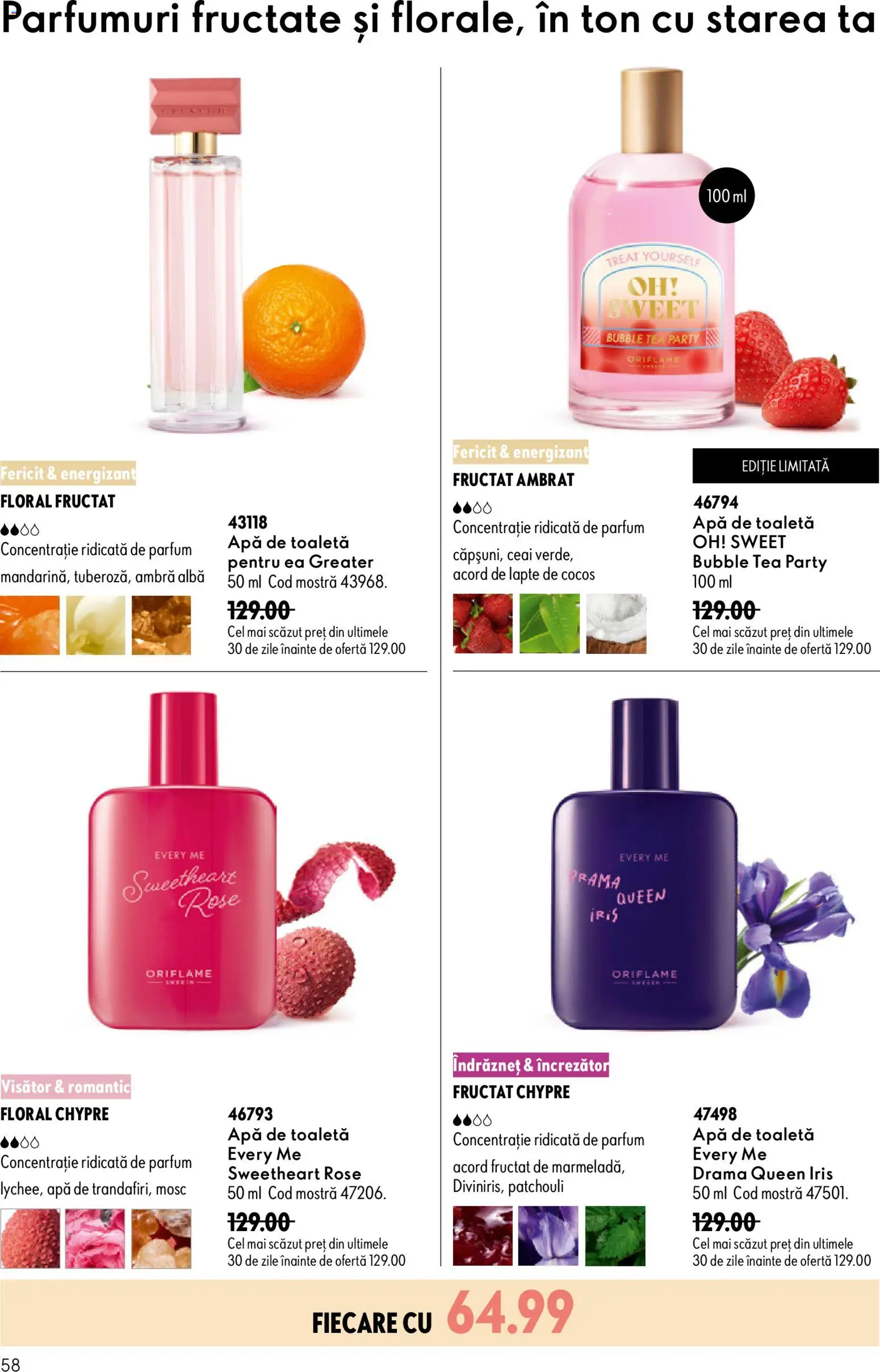 Catalog Oriflame 8 - 27 Iulie 2026 | Pagina 58 | Produse: Apă de toaletă, Lapte, Ceai, Apă