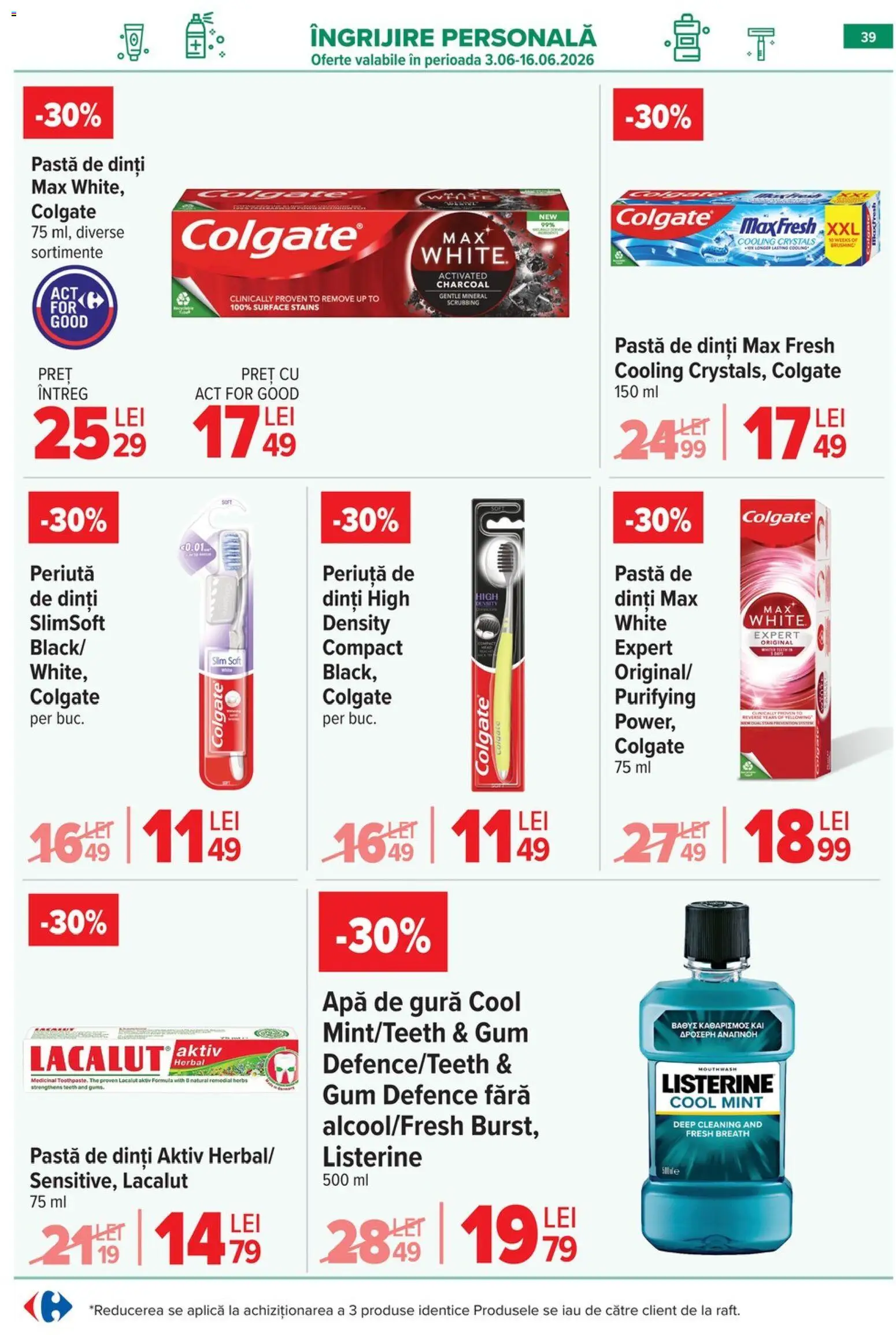 Catalog Carrefour 10 - 15 Iunie 2026 | Pagina 39 | Produse: Pastă de dinți, Apă de gură, Apă