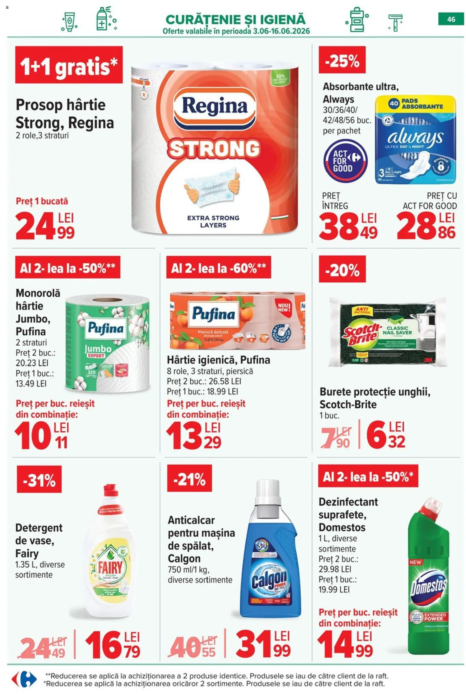 Catalog Carrefour 10 - 15 Iunie 2026 | Pagina 46 | Produse: Piersică, Burete, Detergent, Absorbante