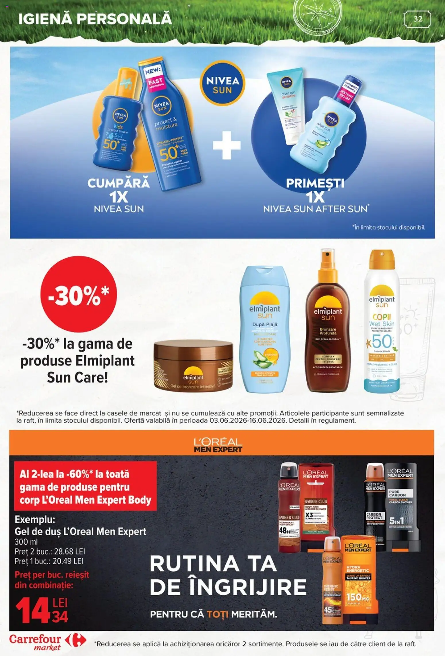 Catalog Carrefour 10 - 15 Iunie 2026 | Pagina 32 | Produse: Gel de bronzare, Pomelo, Body, Duș