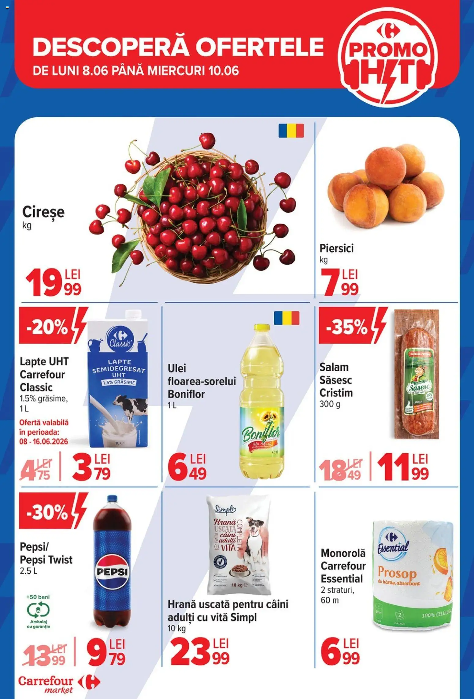 Catalog Carrefour 10 - 15 Iunie 2026 | Pagina 4 | Produse: Lapte, Ulei, Salam, Cireșe