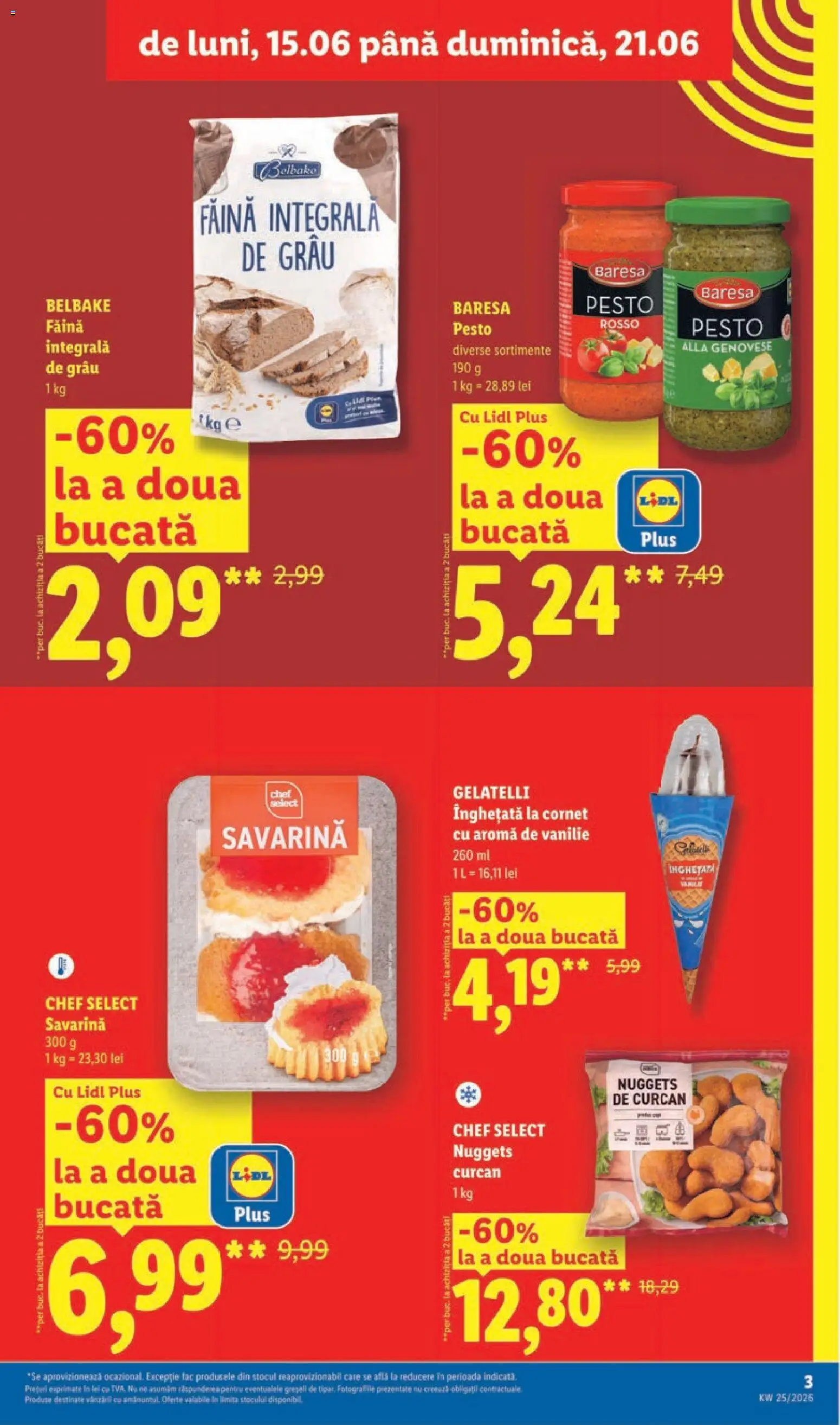 Catalog LIDL 15 - 20 Iunie 2026 | Pagina 3 | Produse: Çarşaf, Savarină, Făină, Înghețată