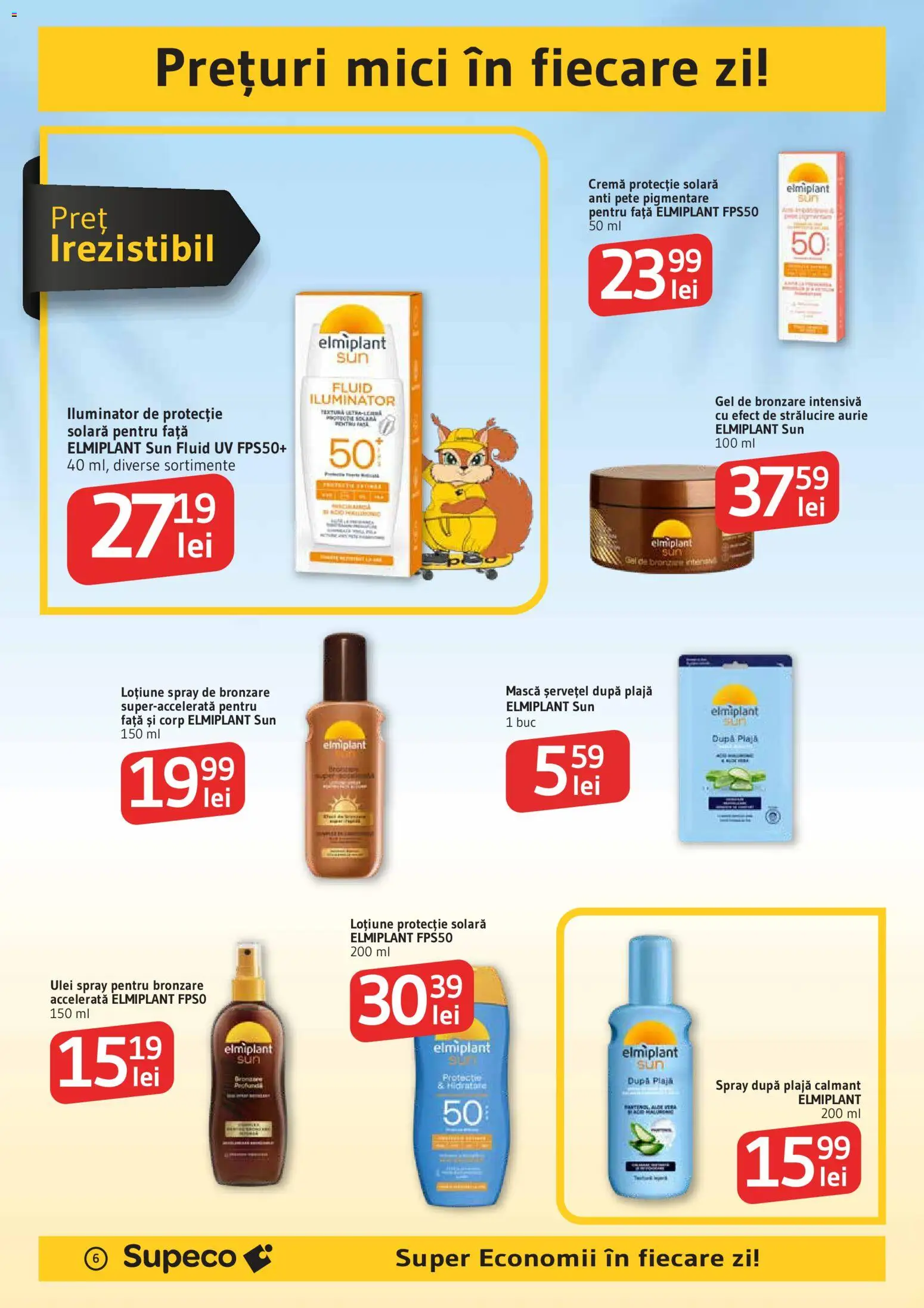 Catalog Supeco 11 - 23 Iunie 2026 | Pagina 6 | Produse: Gel de bronzare, Iluminator, Cremă, Protecție solară