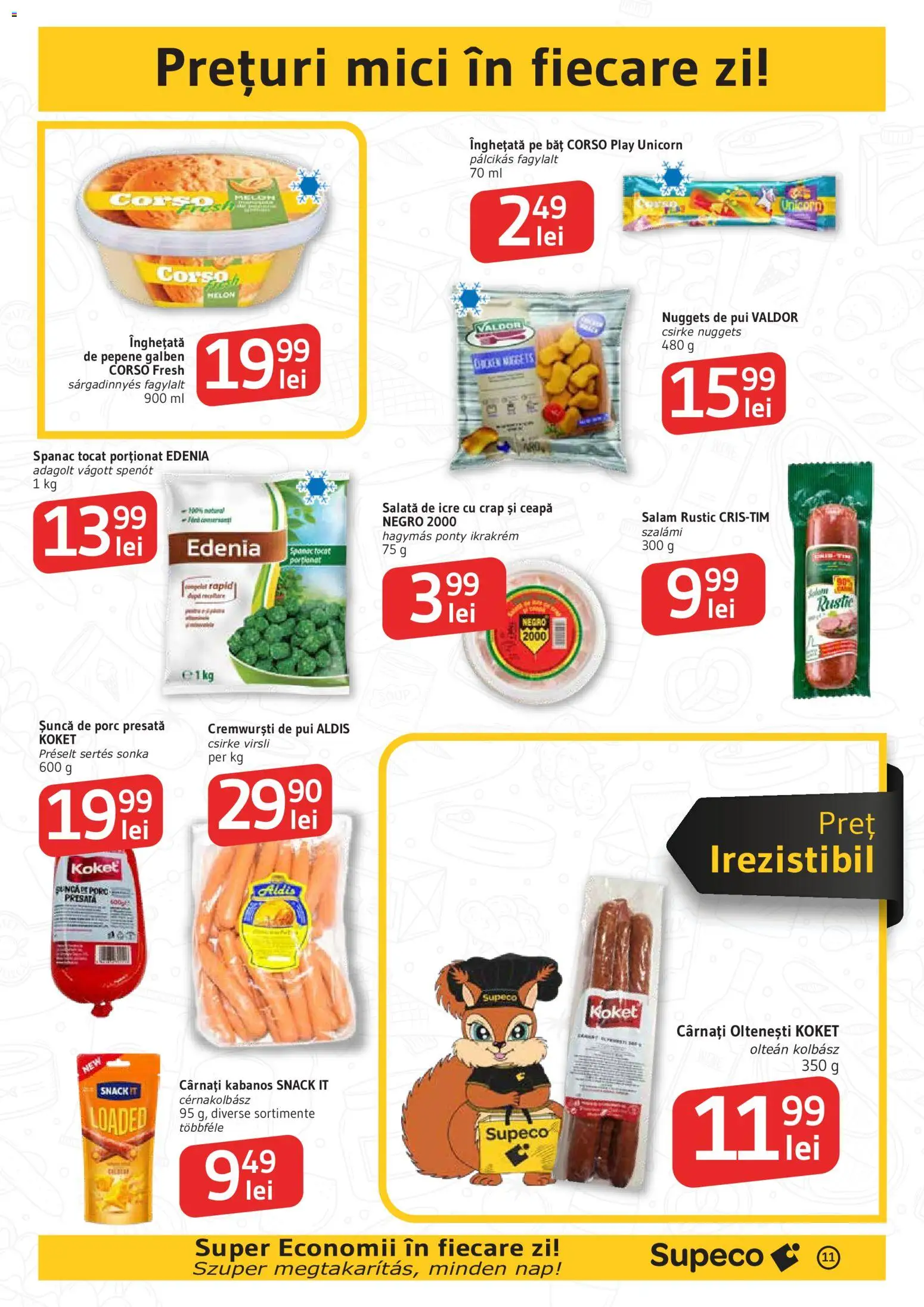 Catalog Supeco 11 - 23 Iunie 2026 | Pagina 11 | Produse: Hacıyatmaz Kedi Oyuncağı, Salam, Salată, Ceapă