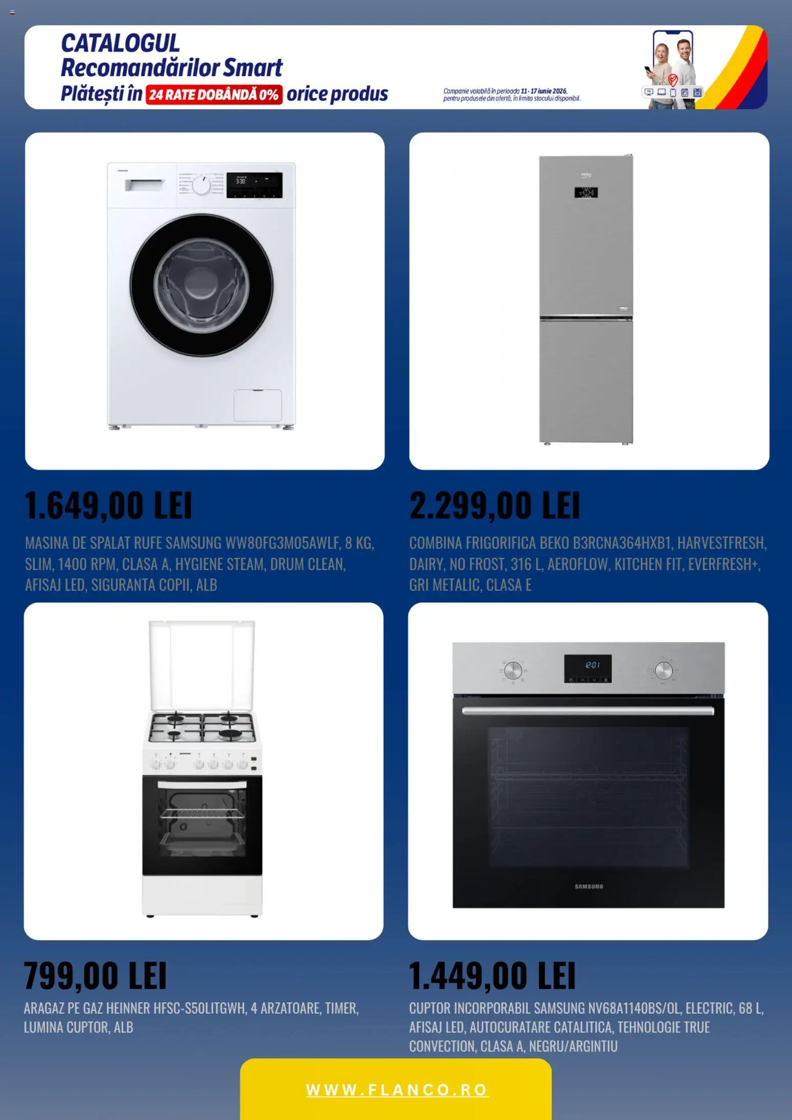 Catalog Flanco 11 - 16 Iunie 2026 | Pagina 2 | Produse: Tavuk suyu, Cuptor, Aragaz, Combină frigorifică
