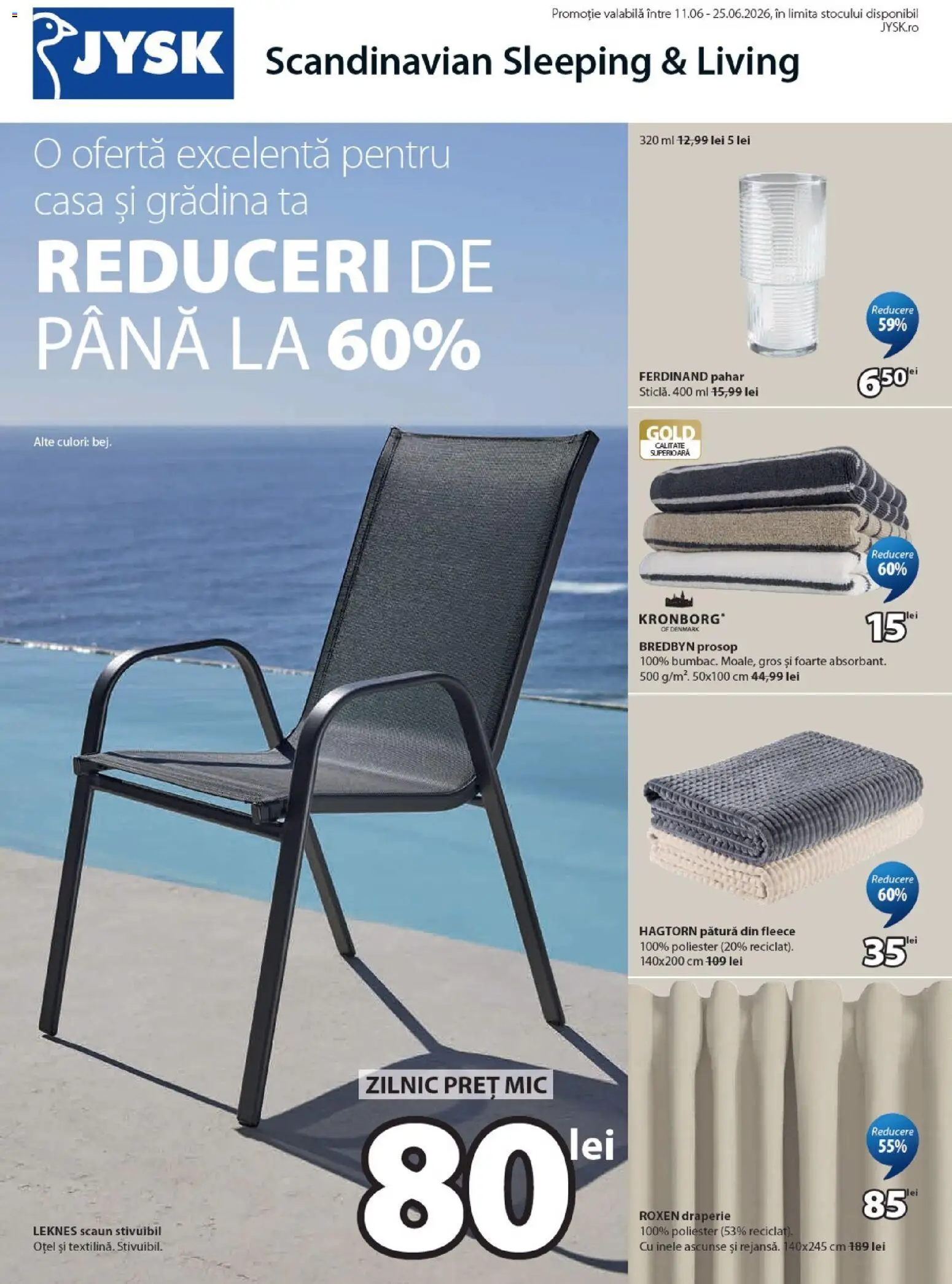 Catalog JYSK 11 - 24 Iunie 2026 | Pagina 1 | Produse: Pătură, Scaun