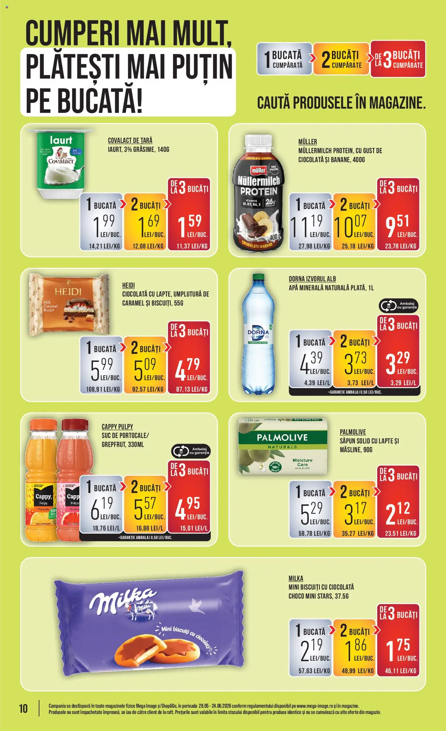 Catalog Mega Image 11 - 16 Iunie 2026 | Pagina 10 | Produse: Yazı tahtası kalemi, Lapte, Suc, Apă