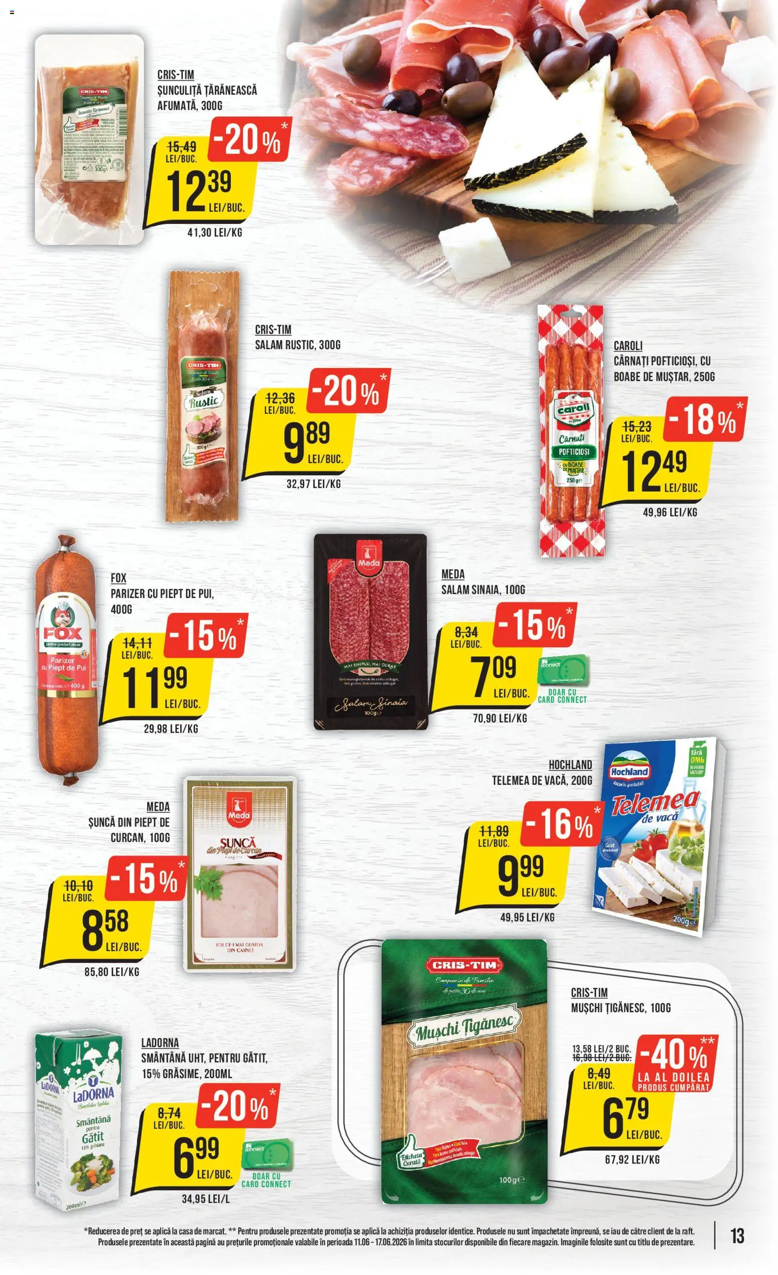 Catalog Mega Image 11 - 16 Iunie 2026 | Pagina 13 | Produse: Hacıyatmaz Kedi Oyuncağı, Parizer, Muștar, Smântână