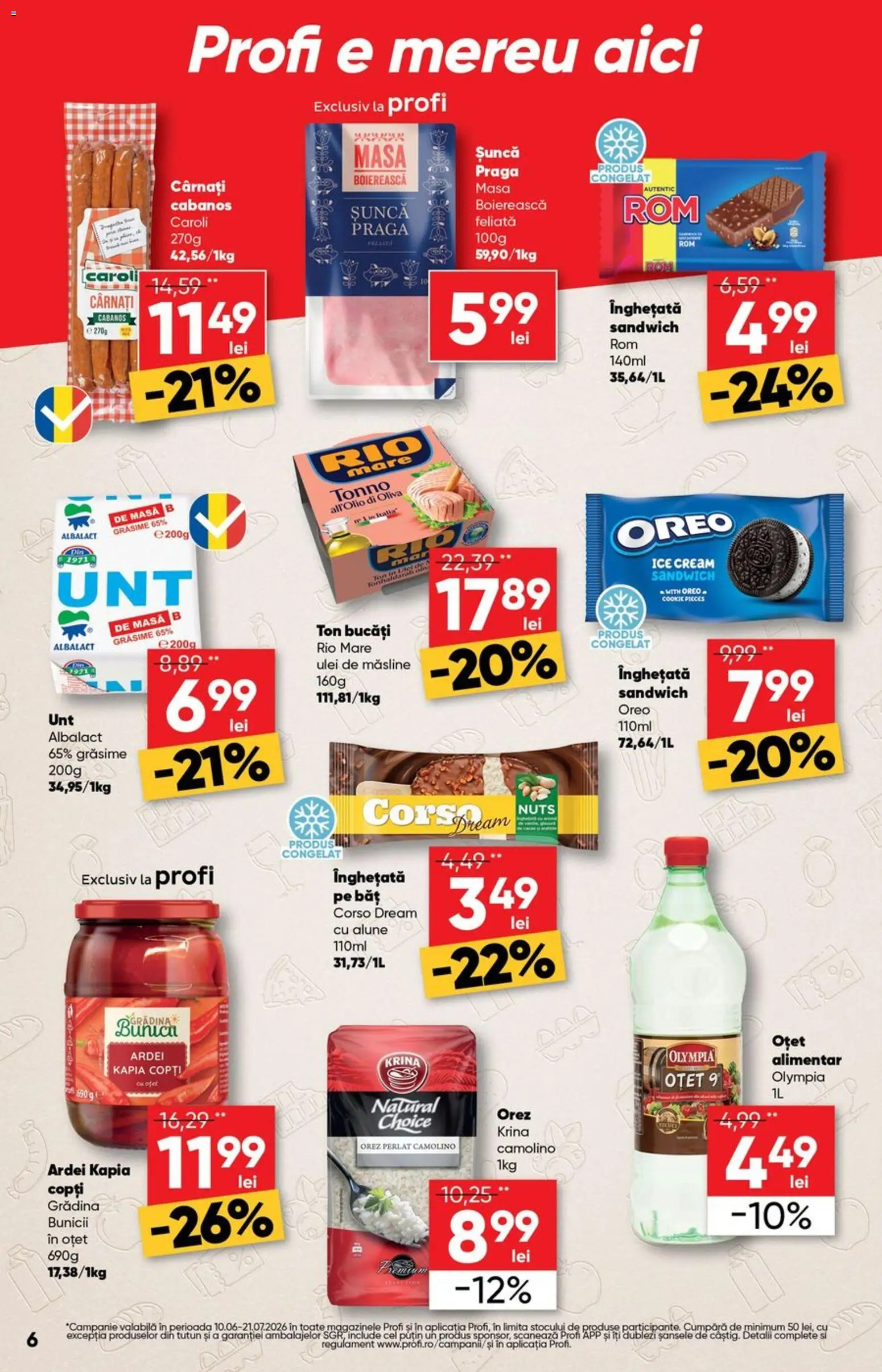 Catalog Profi 10 - 22 Iunie 2026 | Pagina 6 | Produse: Măsline, Alune, Șuncă, Înghețată