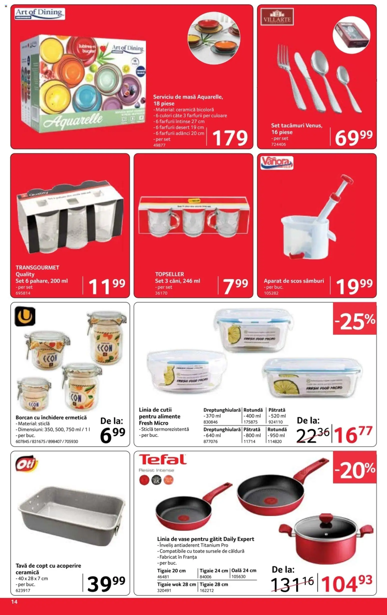 Catalog Selgros 12 - 24 Iunie 2026 | Pagina 14 | Produse: Tavă de copt, Oală, Masă, Borcan
