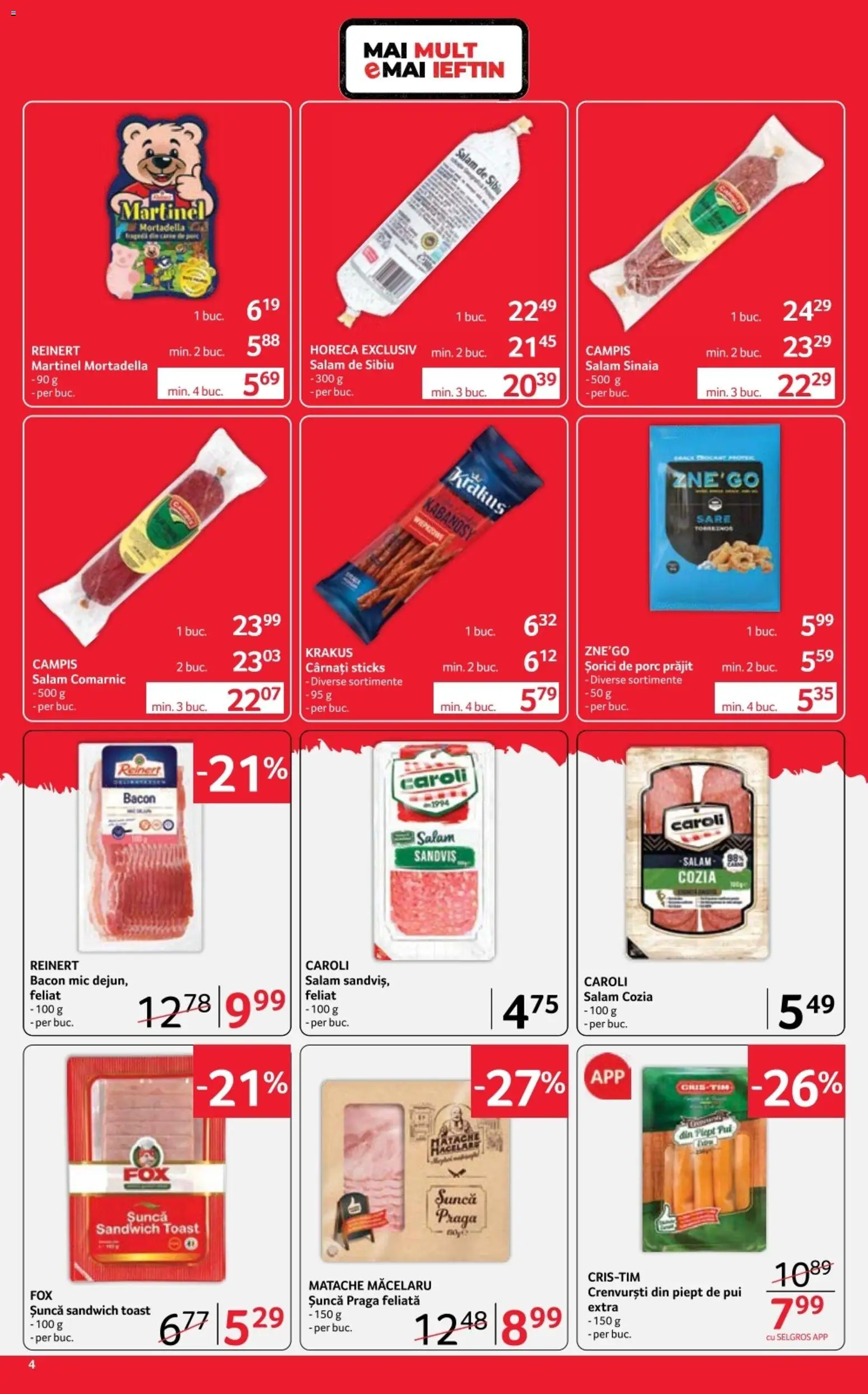 Catalog Selgros 12 - 24 Iunie 2026 | Pagina 4 | Produse: Hacıyatmaz Kedi Oyuncağı, Salam, Șuncă, Cârnați