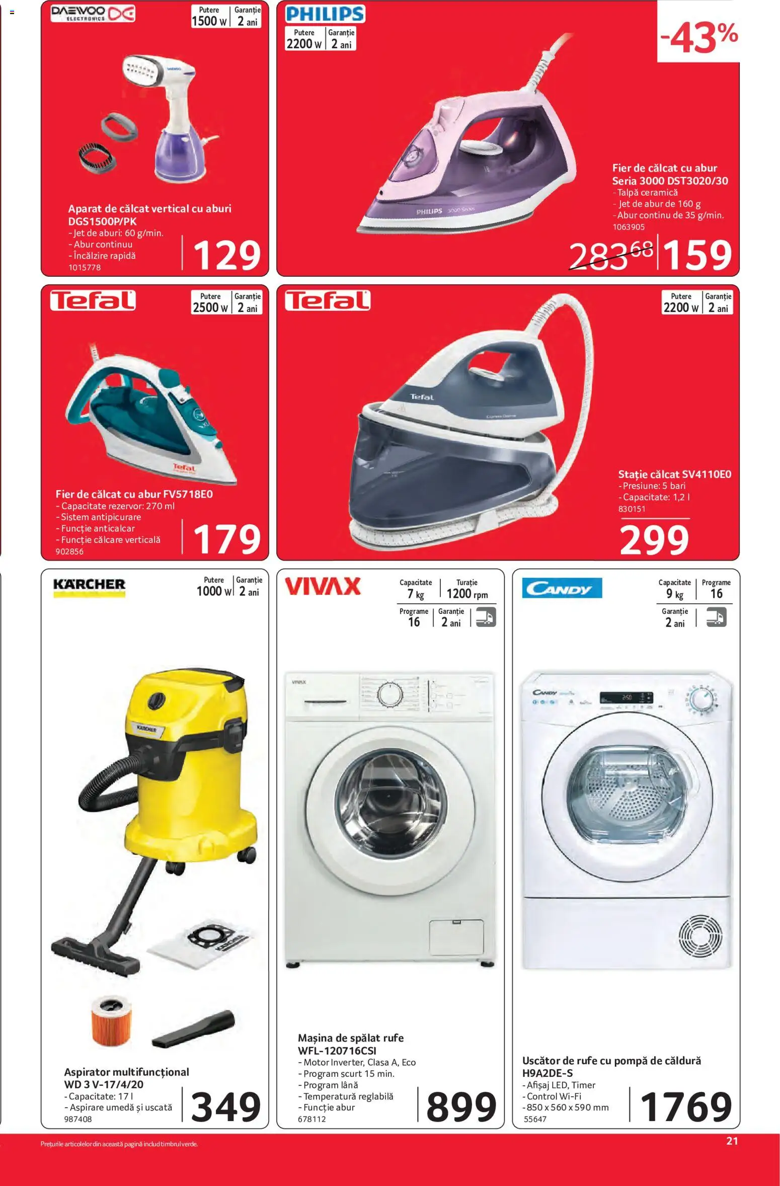 Catalog Selgros 12 - 24 Iunie 2026 | Pagina 21 | Produse: Enginar, Aparat de călcat, Mașină De Spălat, Aspirator