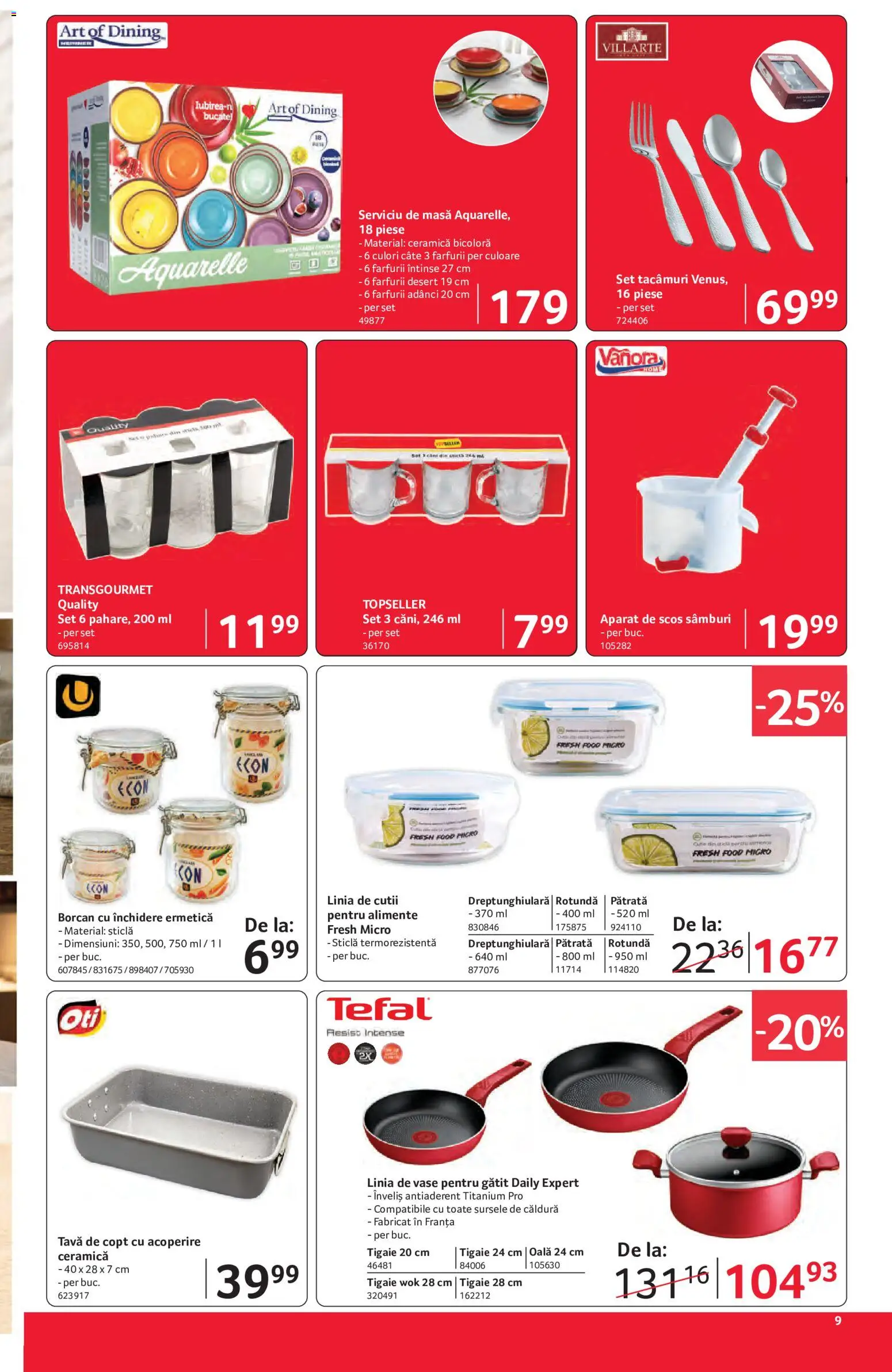 Catalog Selgros 12 - 24 Iunie 2026 | Pagina 9 | Produse: Tavă de copt, Oală, Masă, Borcan