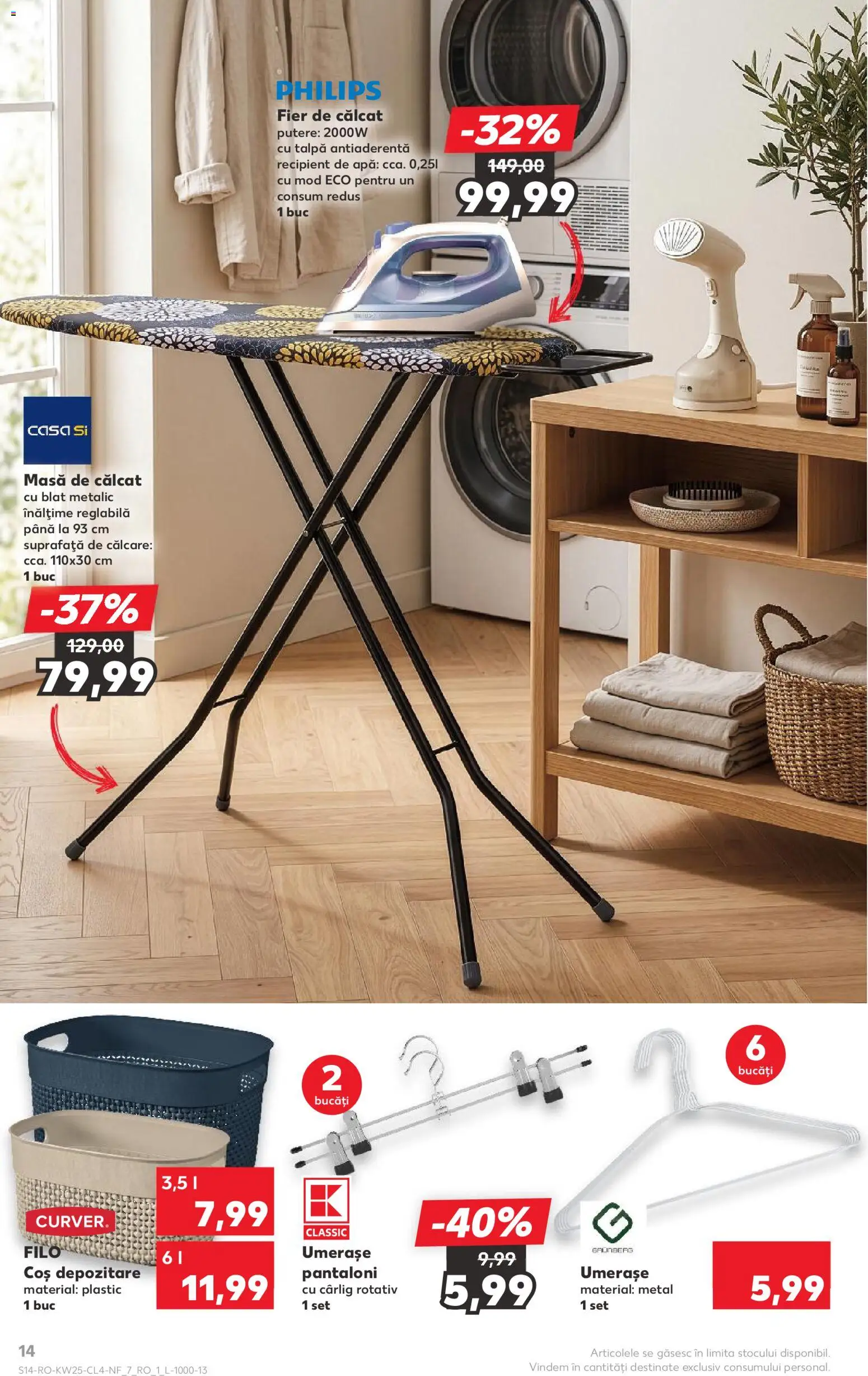 Catalog Kaufland 17 - 22 Iunie 2026 | Pagina 14 | Produse: Enginar, Fier de călcat, Coș, Masă de călcat