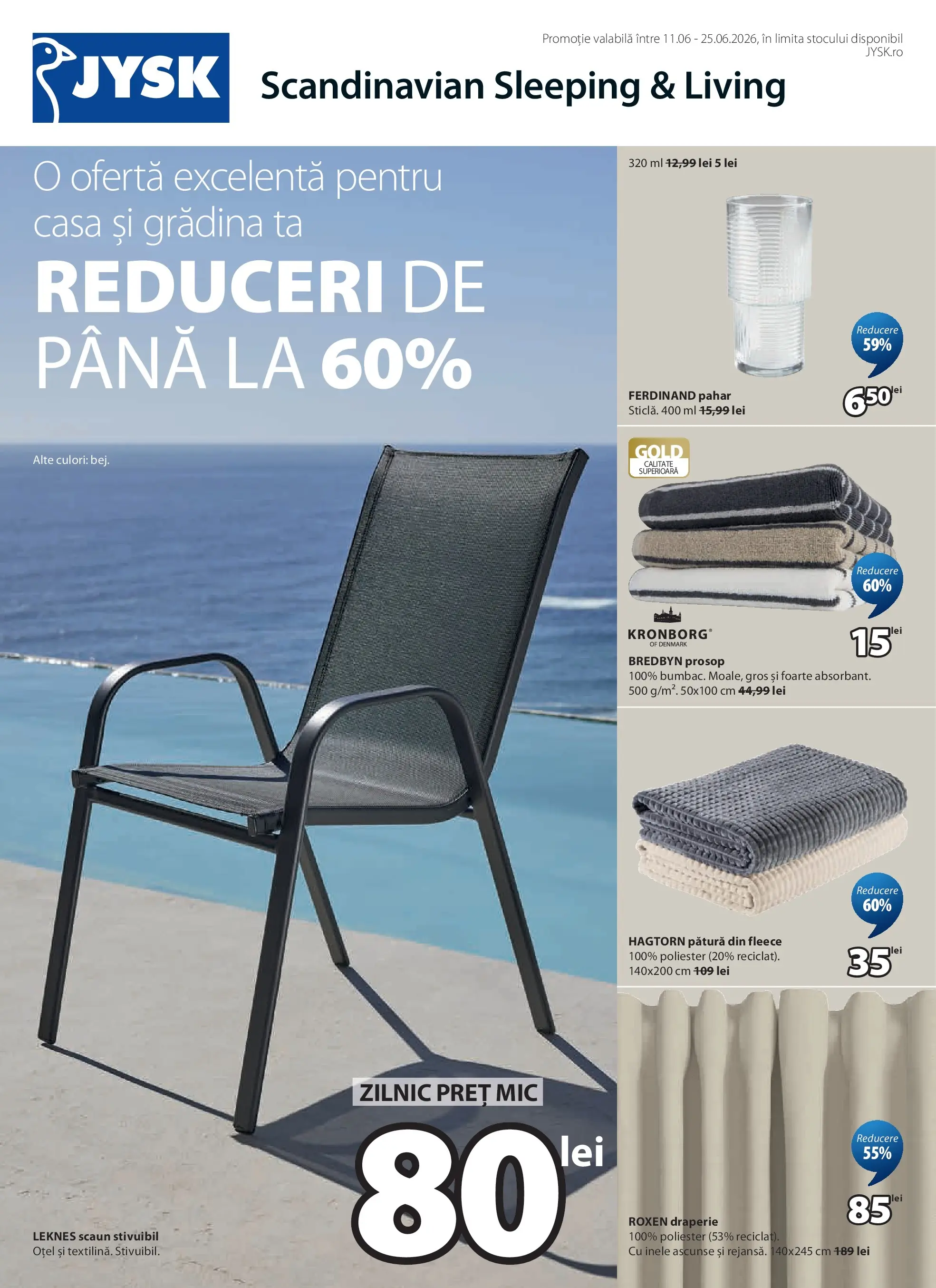 Catalog JYSK 11 - 24 Iunie 2026 | Pagina 1 | Produse: Pătură, Scaun