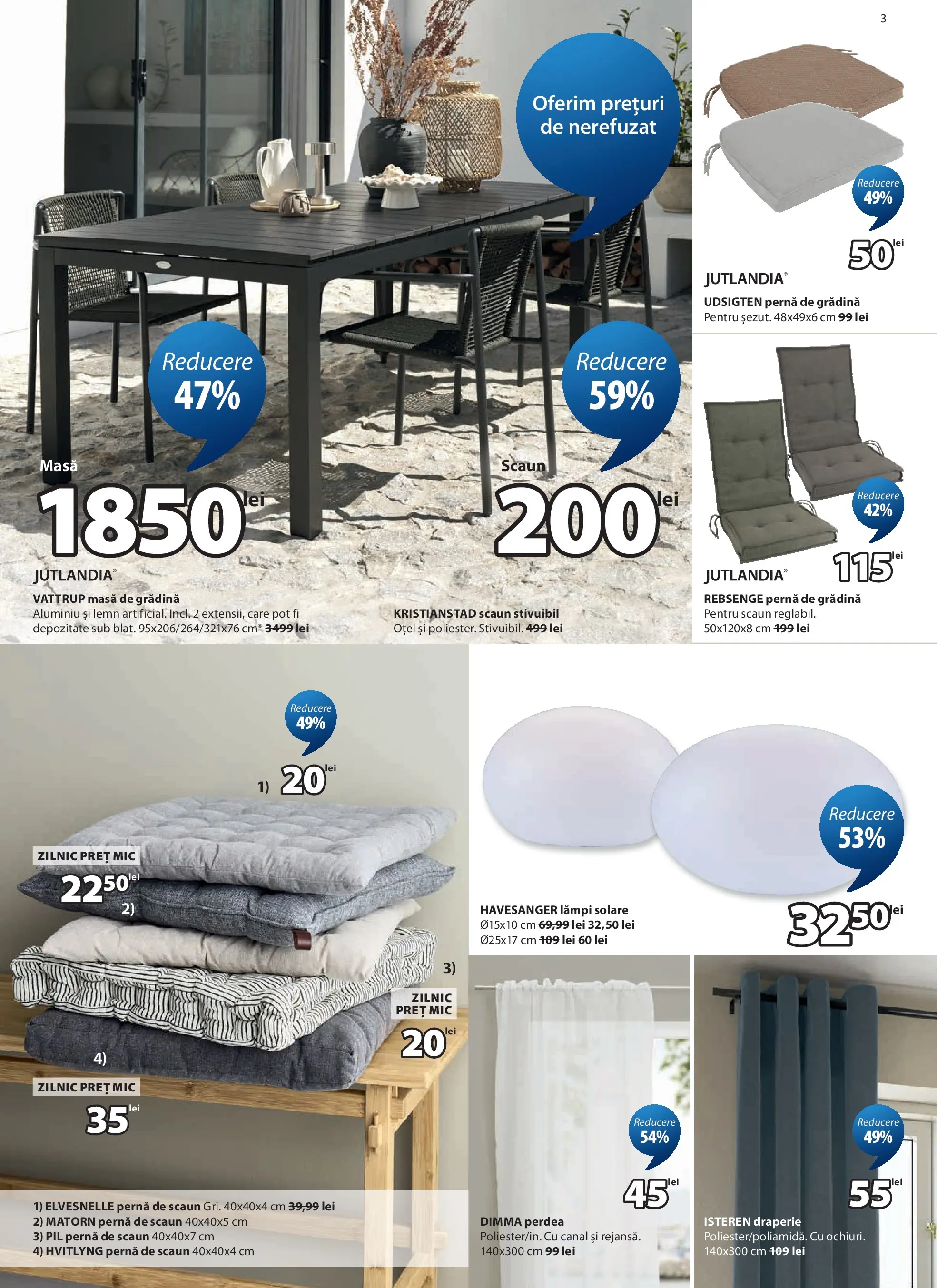 Catalog JYSK 11 - 24 Iunie 2026 | Pagina 3 | Produse: Pernă, Masă, Scaun, Perdea