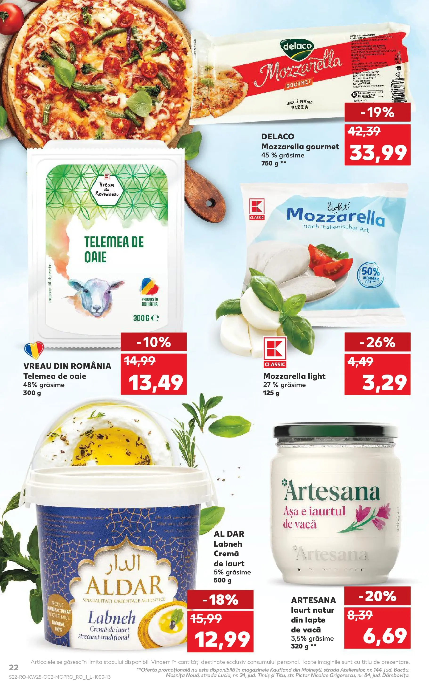Catalog Kaufland 17 - 22 Iunie 2026 | Pagina 22 | Produse: Mozzarella, Iaurt, Cremă, Pizza