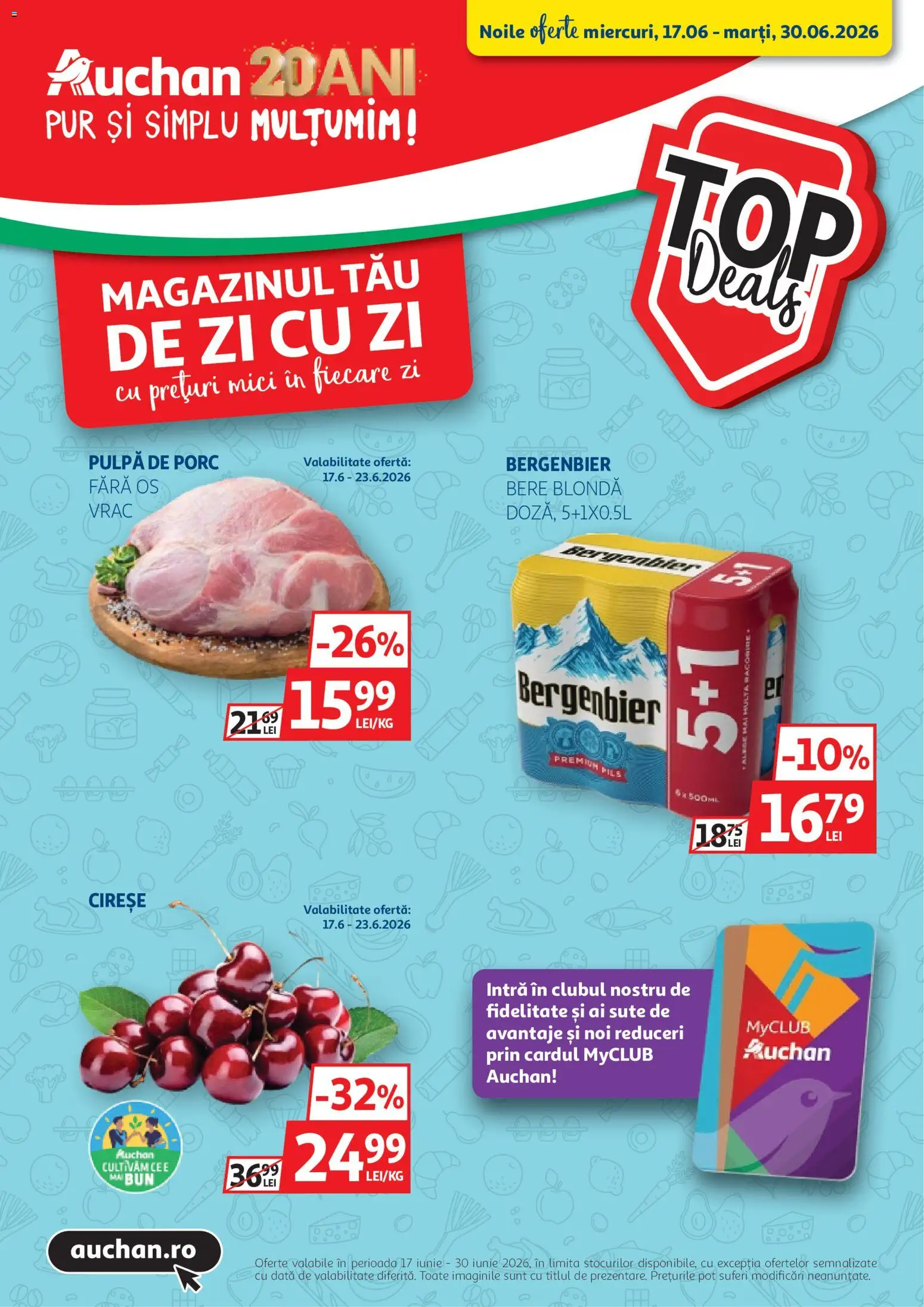 Catalog Auchan 17 - 29 Iunie 2026 | Pagina 1 | Produse: Mici, Bere, Plastik Kulübe, Cireșe