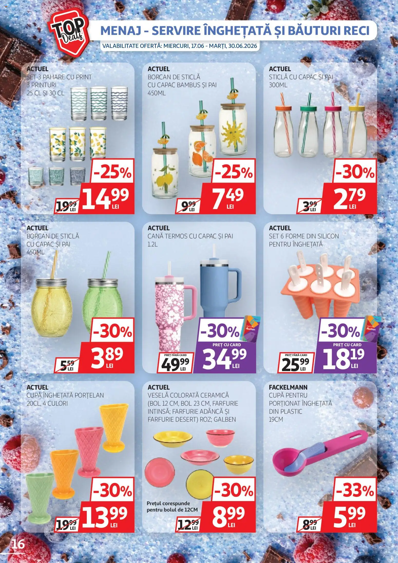 Catalog Auchan 17 - 29 Iunie 2026 | Pagina 16 | Produse: Pahare, Bol, Borcan, Farfurie