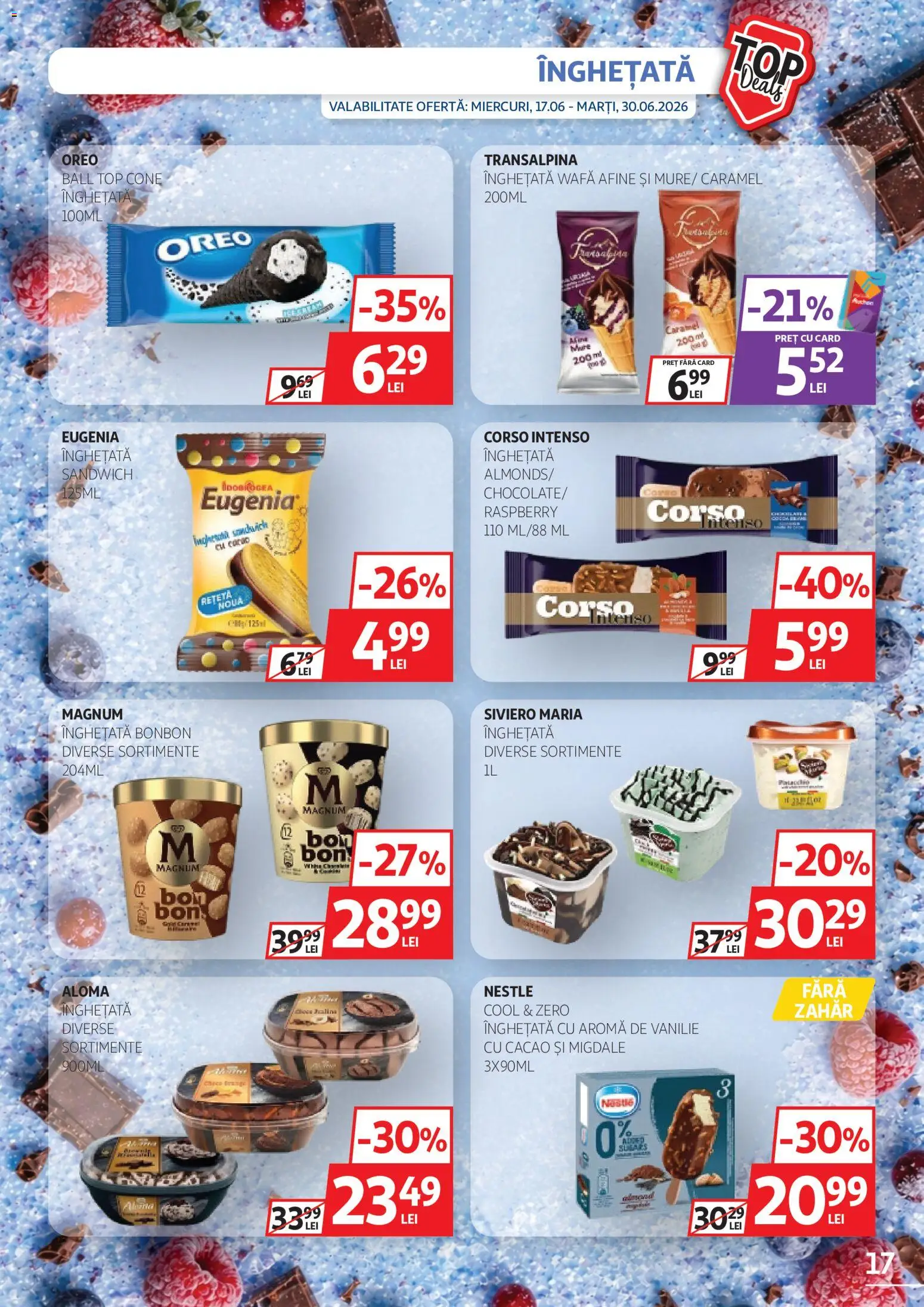 Catalog Auchan 17 - 29 Iunie 2026 | Pagina 17 | Produse: Top, Cacao, Înghețată, Zahăr