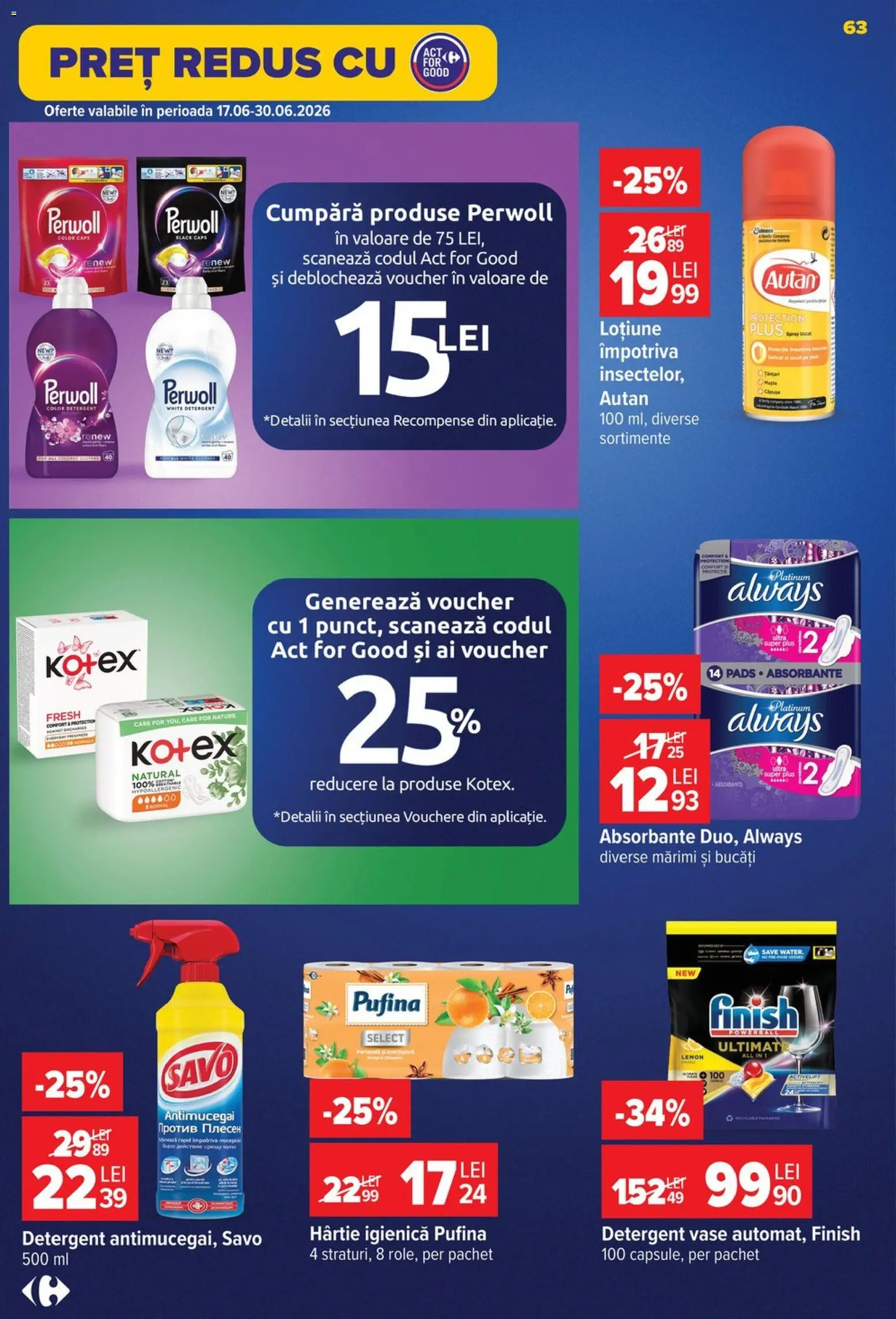 Catalog Carrefour 17 - 22 Iunie 2026 | Pagina 62 | Produse: Detergent, Absorbante