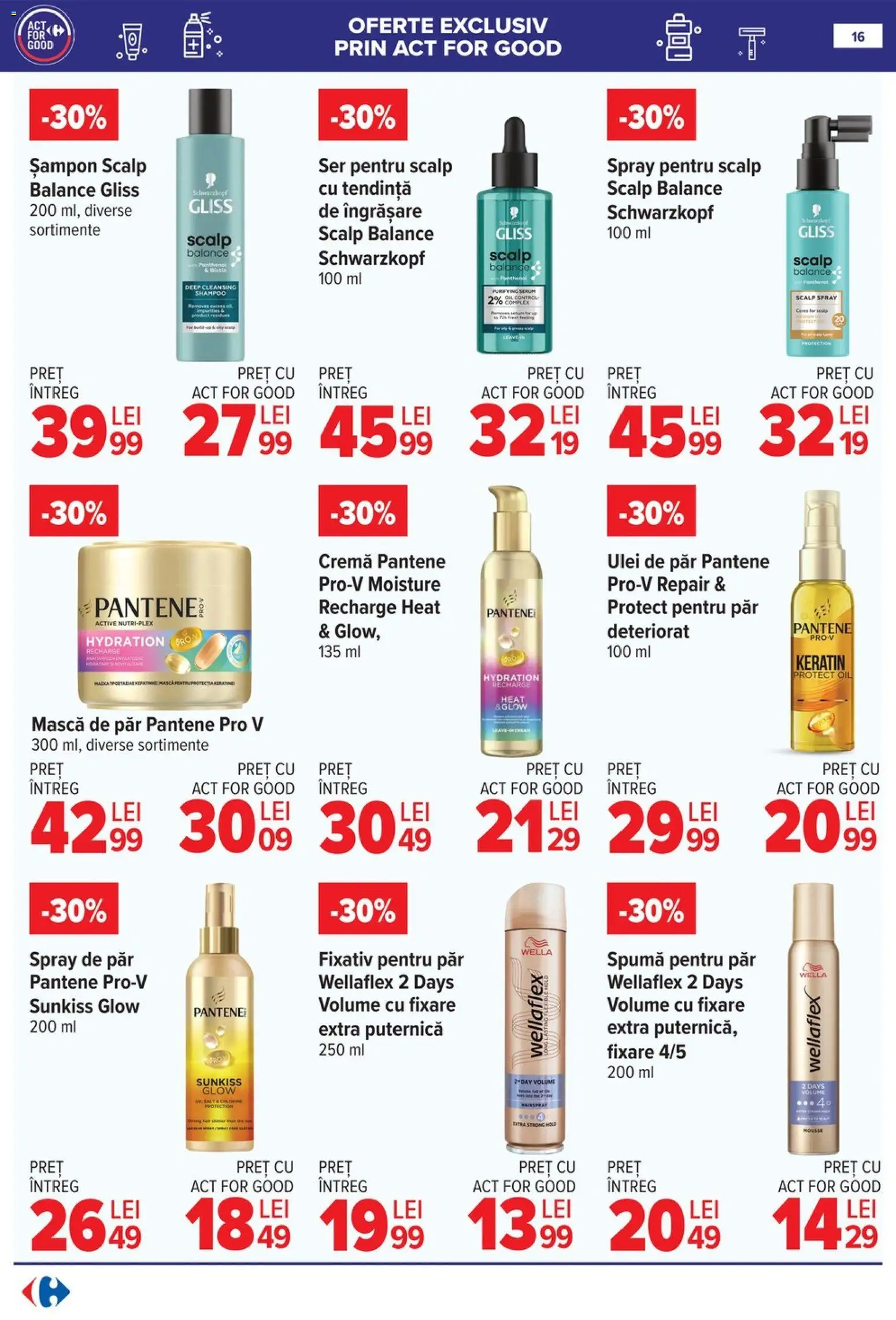 Catalog Carrefour 17 - 29 Iunie 2026 | Pagina 16 | Produse: Spumă pentru păr, Ulei de păr, Spray de păr, Fixativ pentru păr