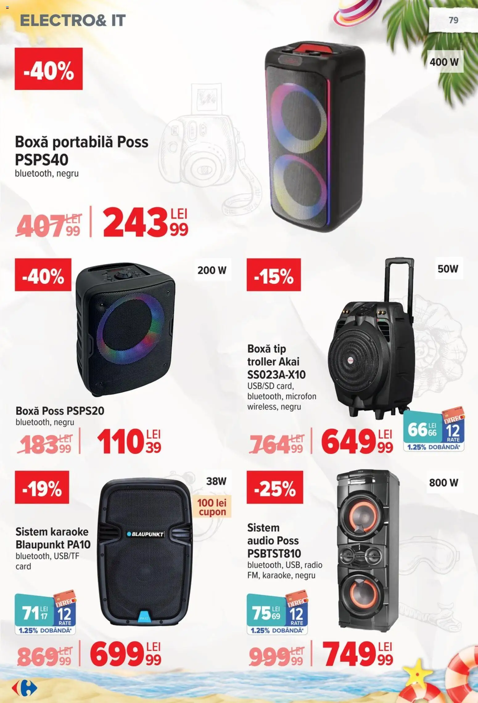 Catalog Carrefour 17 - 29 Iunie 2026 | Pagina 80 | Produse: Audio, Radio, Microfon, Boxă portabilă