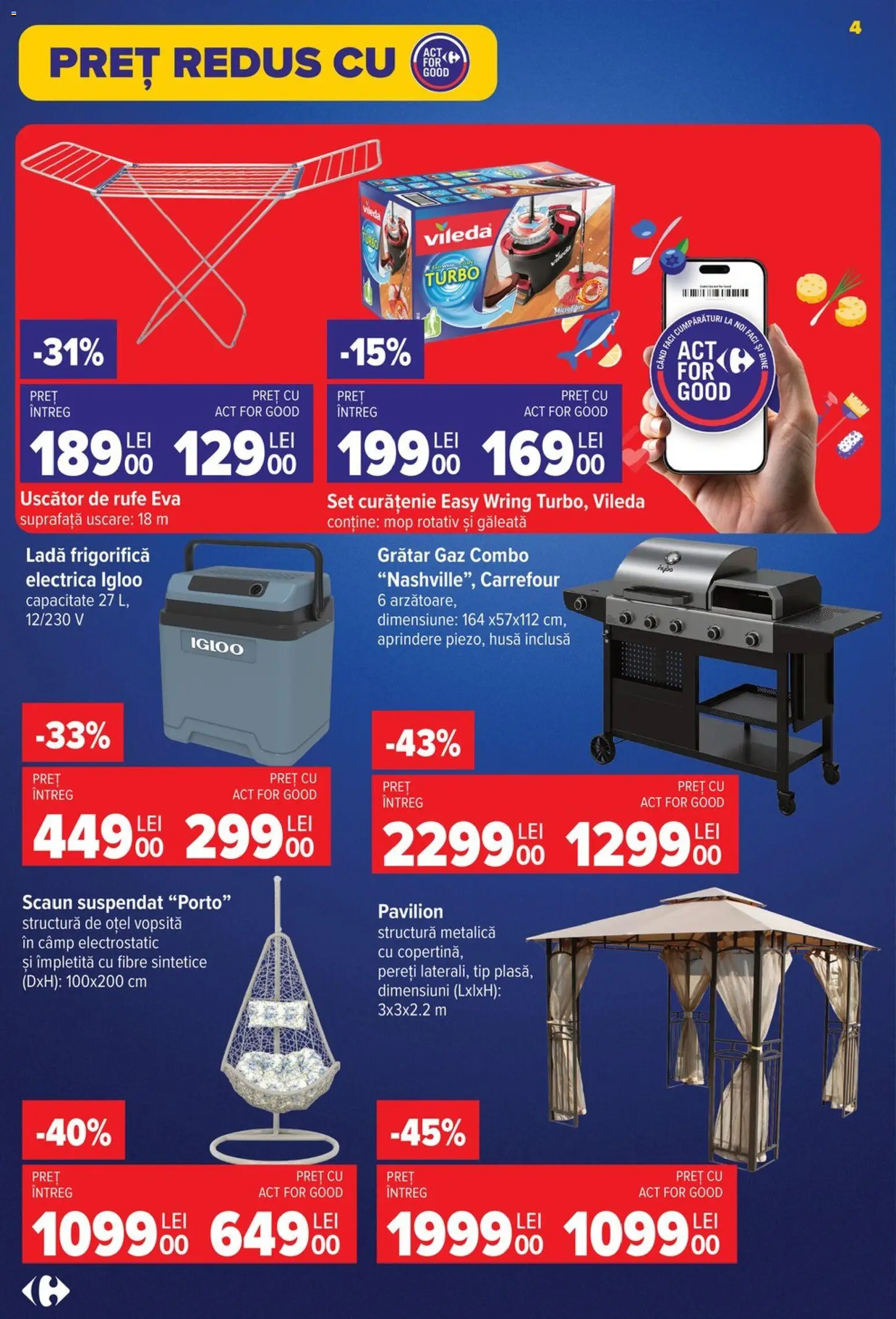 Catalog Carrefour 17 - 29 Iunie 2026 | Pagina 4 | Produse: Uscător, Mop, Grătar, Ladă frigorifică