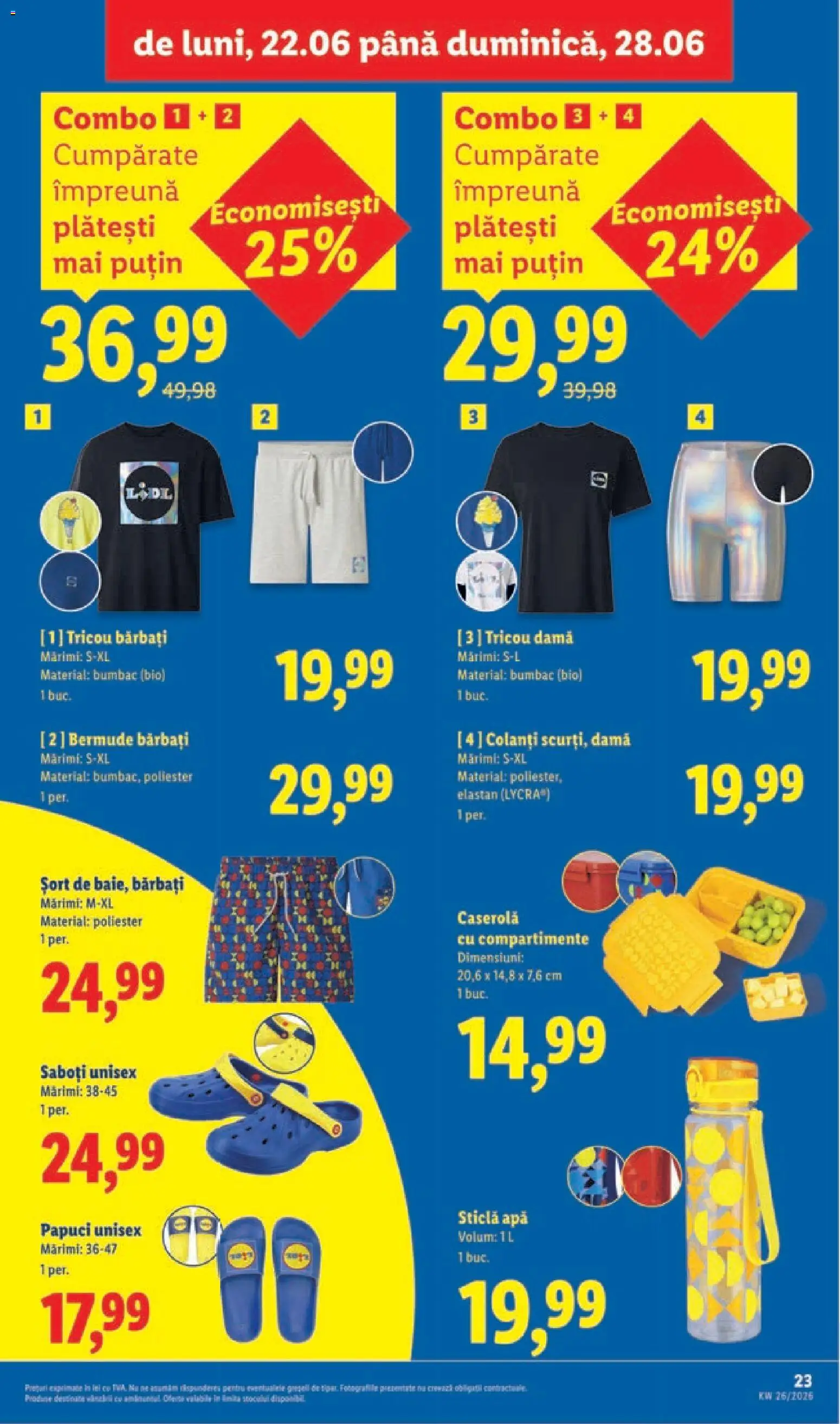 Catalog LIDL 22 - 27 Iunie 2026 | Pagina 23 | Produse: Şerit ödül, Șort, Tricou, Apă