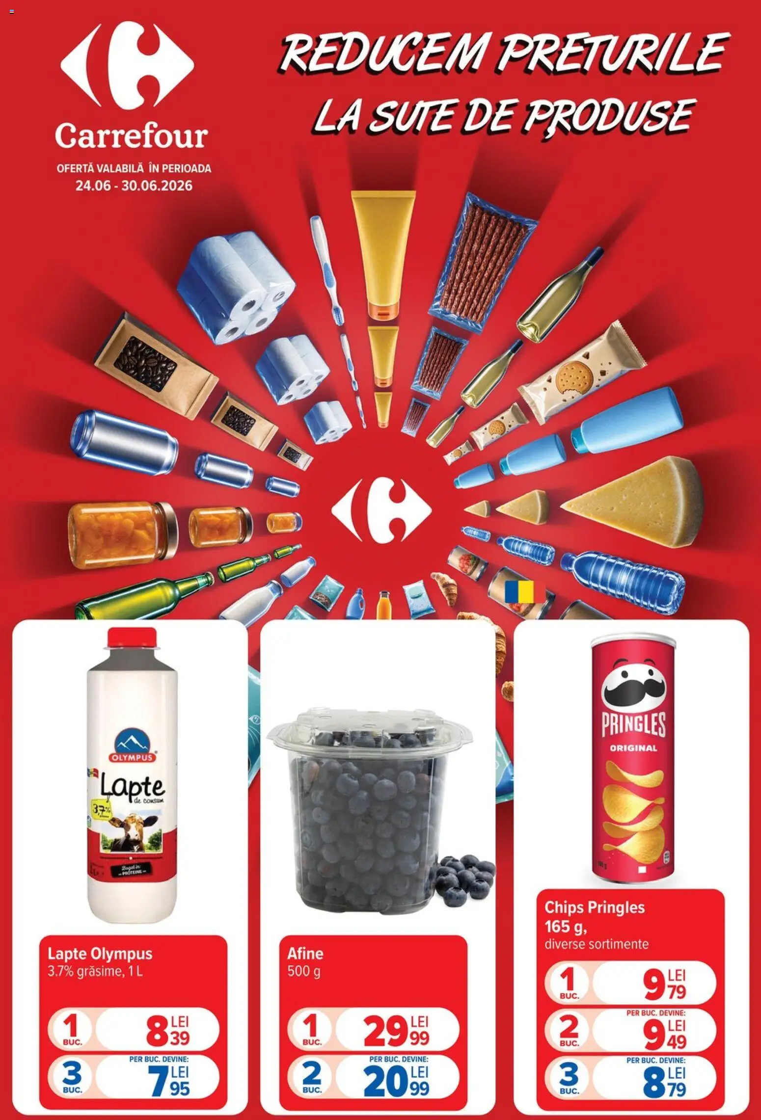 Catalog Carrefour 24 - 29 Iunie 2026 | Pagina 1 | Produse: Afine, Lapte