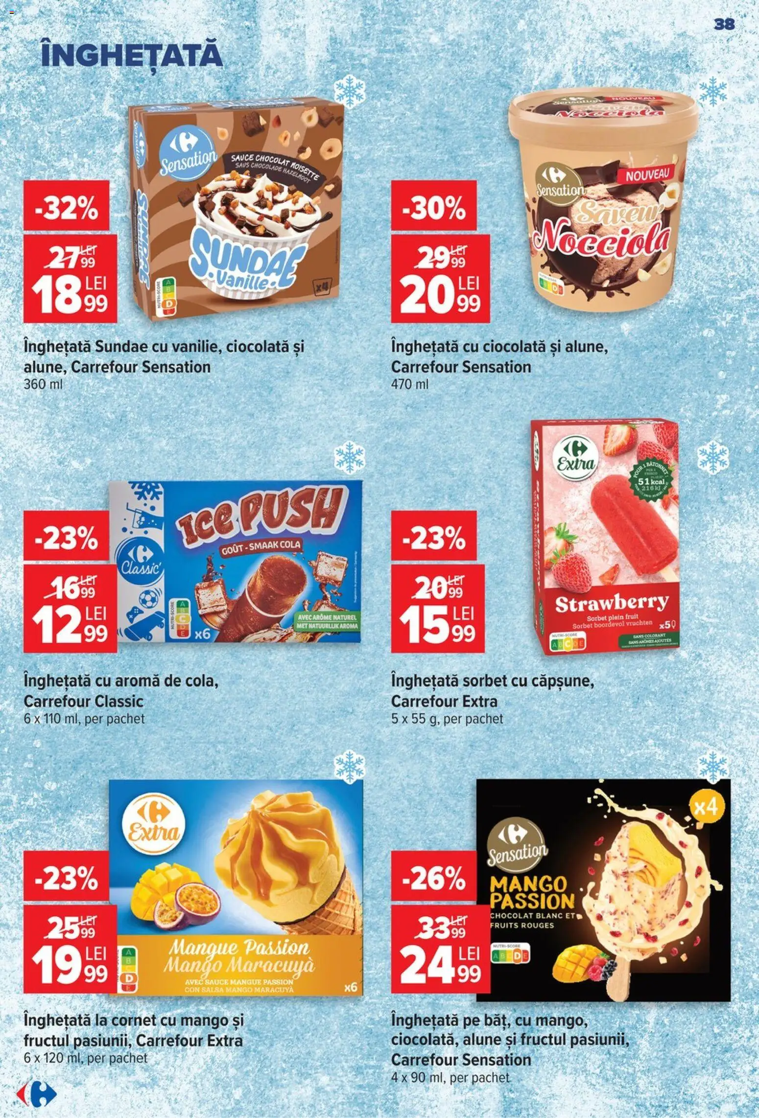 Catalog Carrefour 24 - 29 Iunie 2026 | Pagina 38 | Produse: Amerikan servis, Ciocolată, Înghețată, Mango