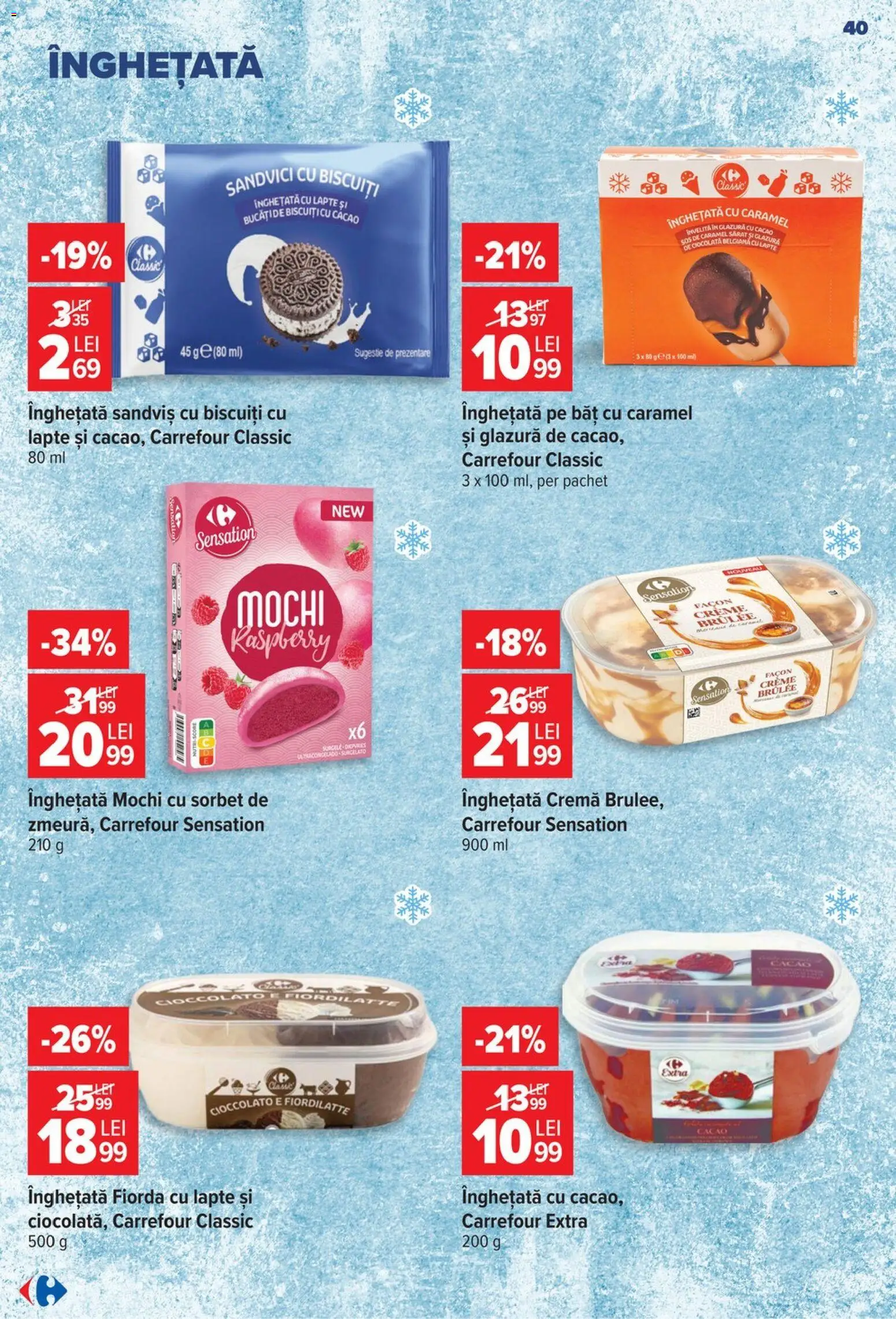 Catalog Carrefour 24 - 29 Iunie 2026 | Pagina 40 | Produse: Cremă, Cacao, Biscuiți, Înghețată