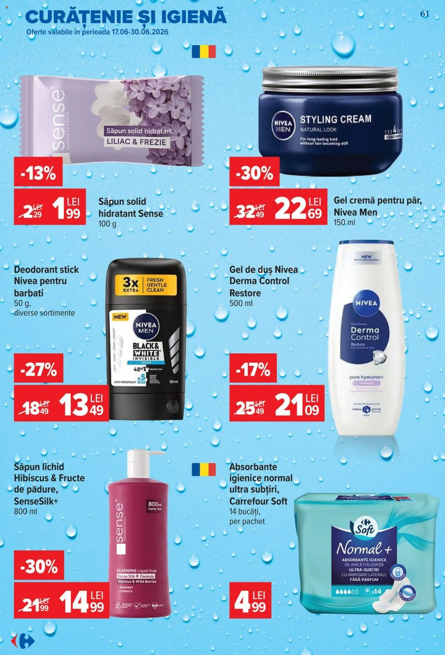 Catalog Carrefour 24 - 29 Iunie 2026 | Pagina 61 | Produse: Săpun solid, Parfum, Săpun, Absorbante