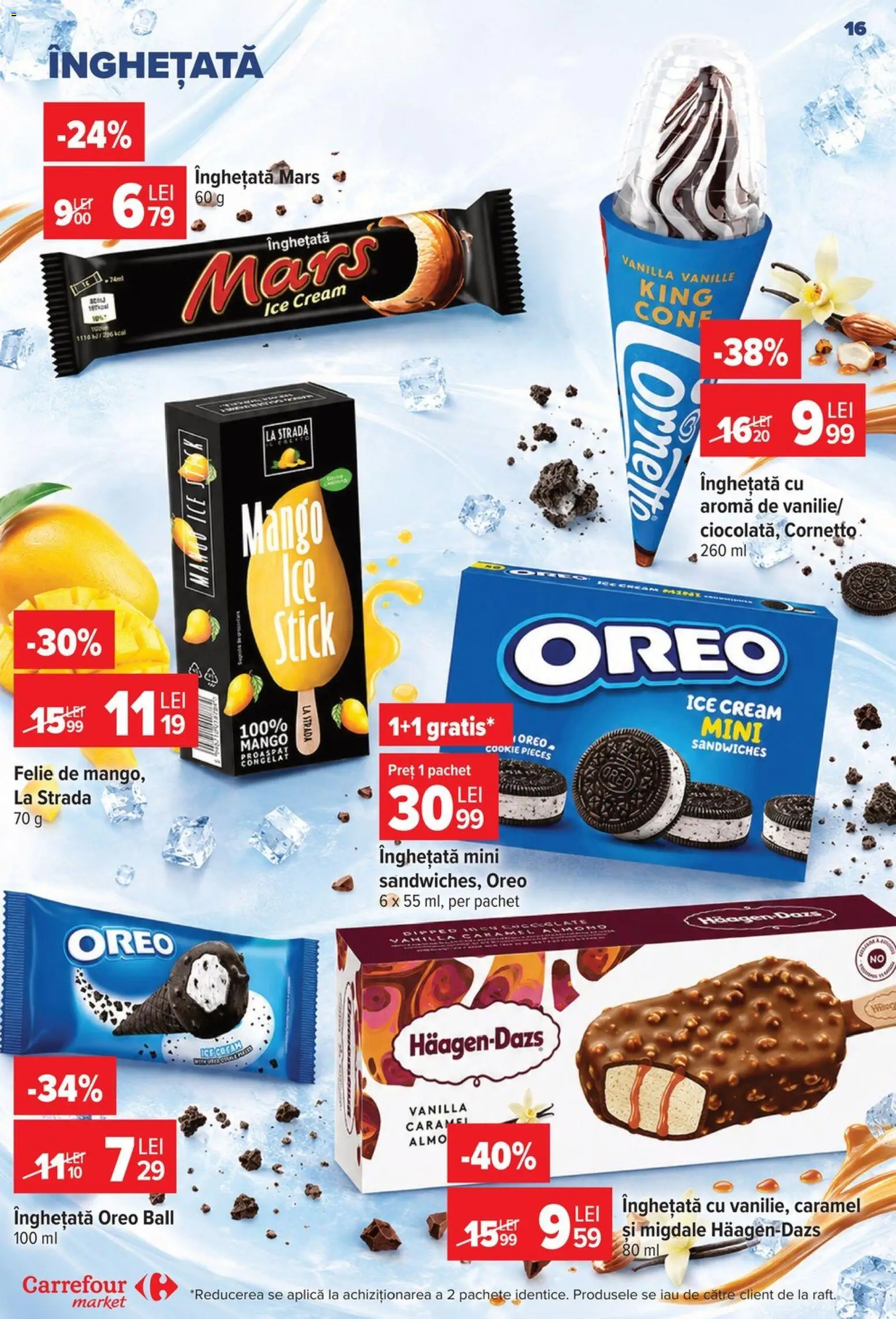 Catalog Carrefour 24 - 29 Iunie 2026 | Pagina 16 | Produse: Migdale, Înghețată, Mango