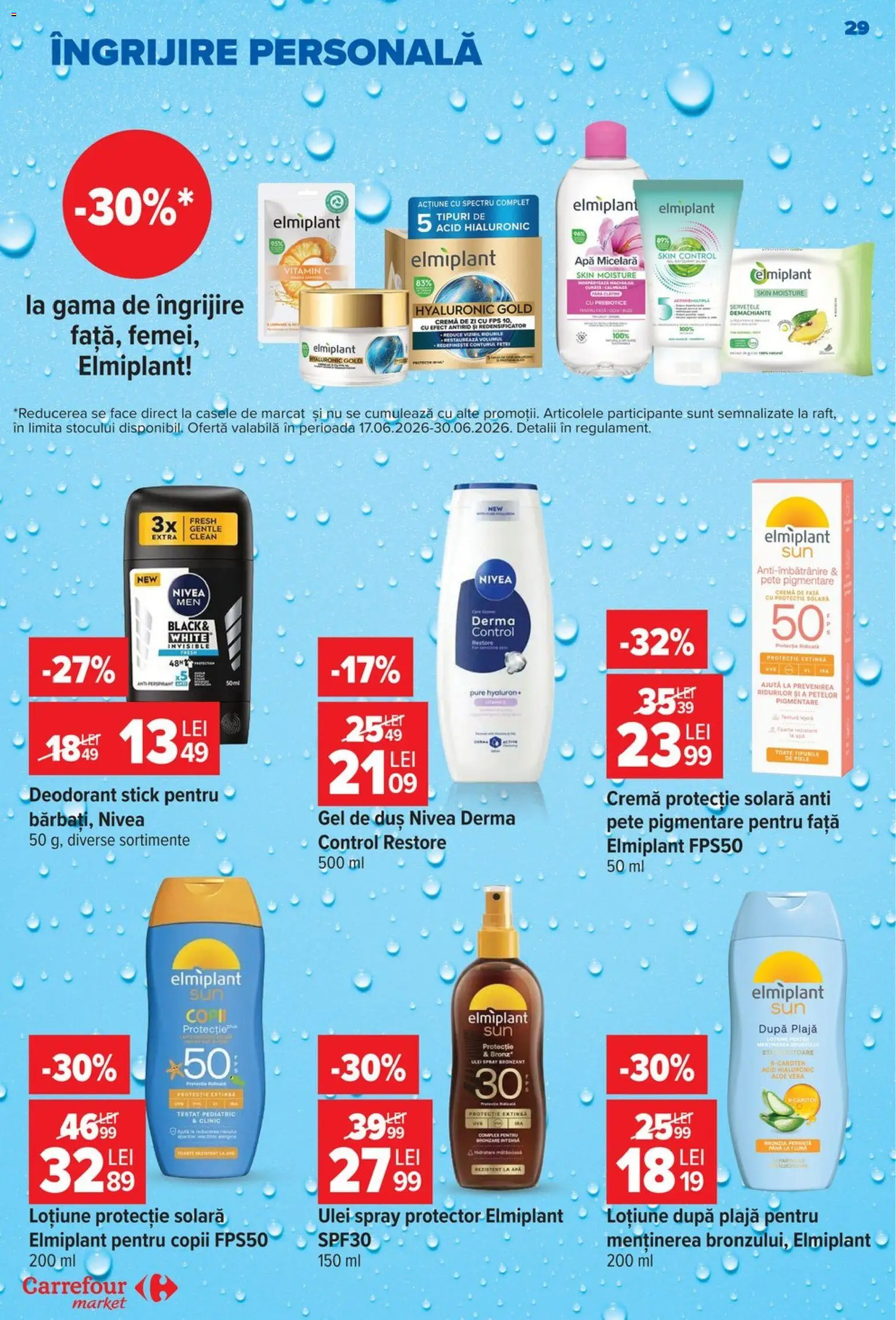 Catalog Carrefour 24 - 29 Iunie 2026 | Pagina 29 | Produse: Cremă de zi, Cremă, Gel de duș, Șervețele demachiante