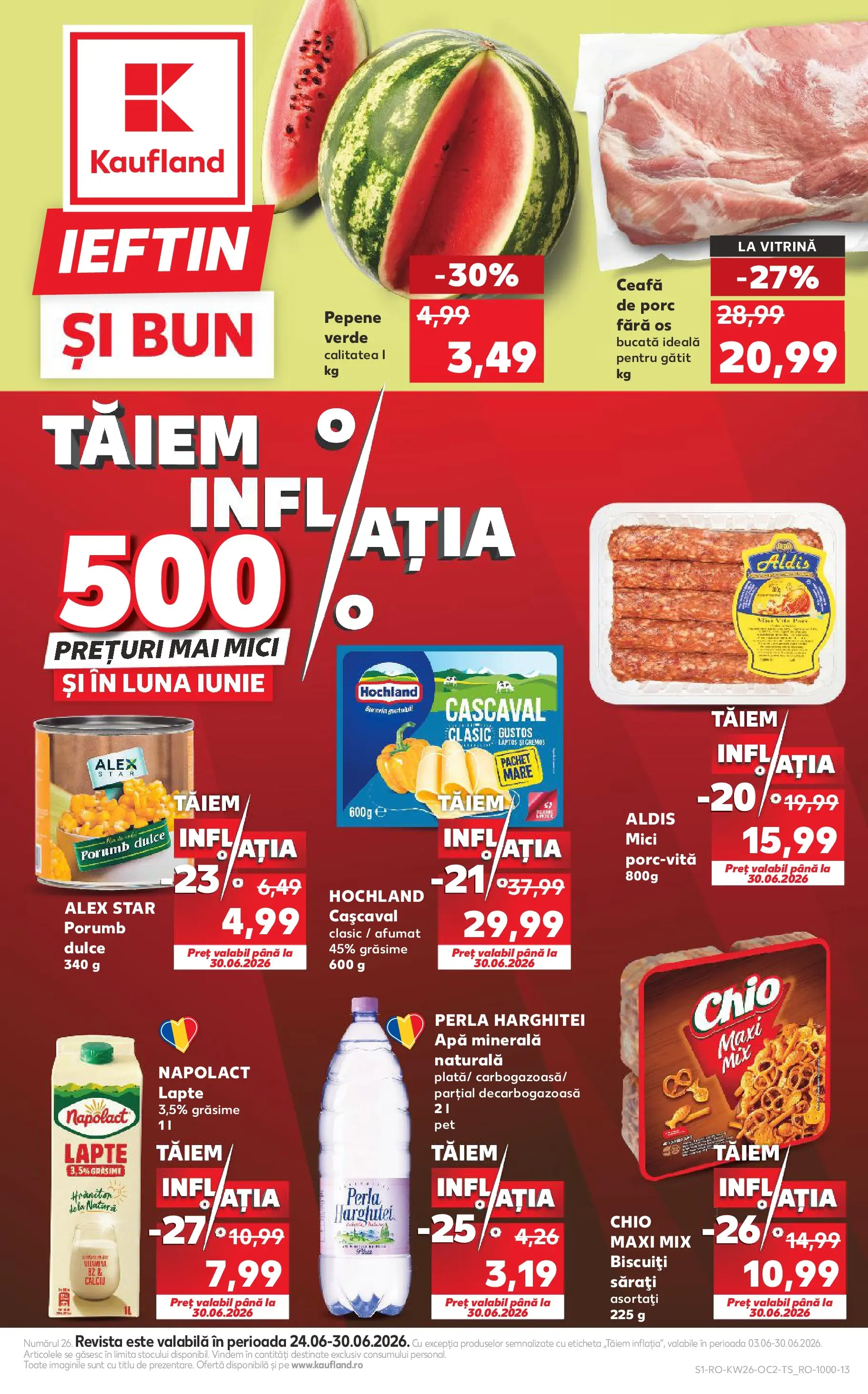 Catalog Kaufland 24 - 29 Iunie 2026 | Pagina 1 | Produse: Vitrină, Lapte, Porumb, Apă