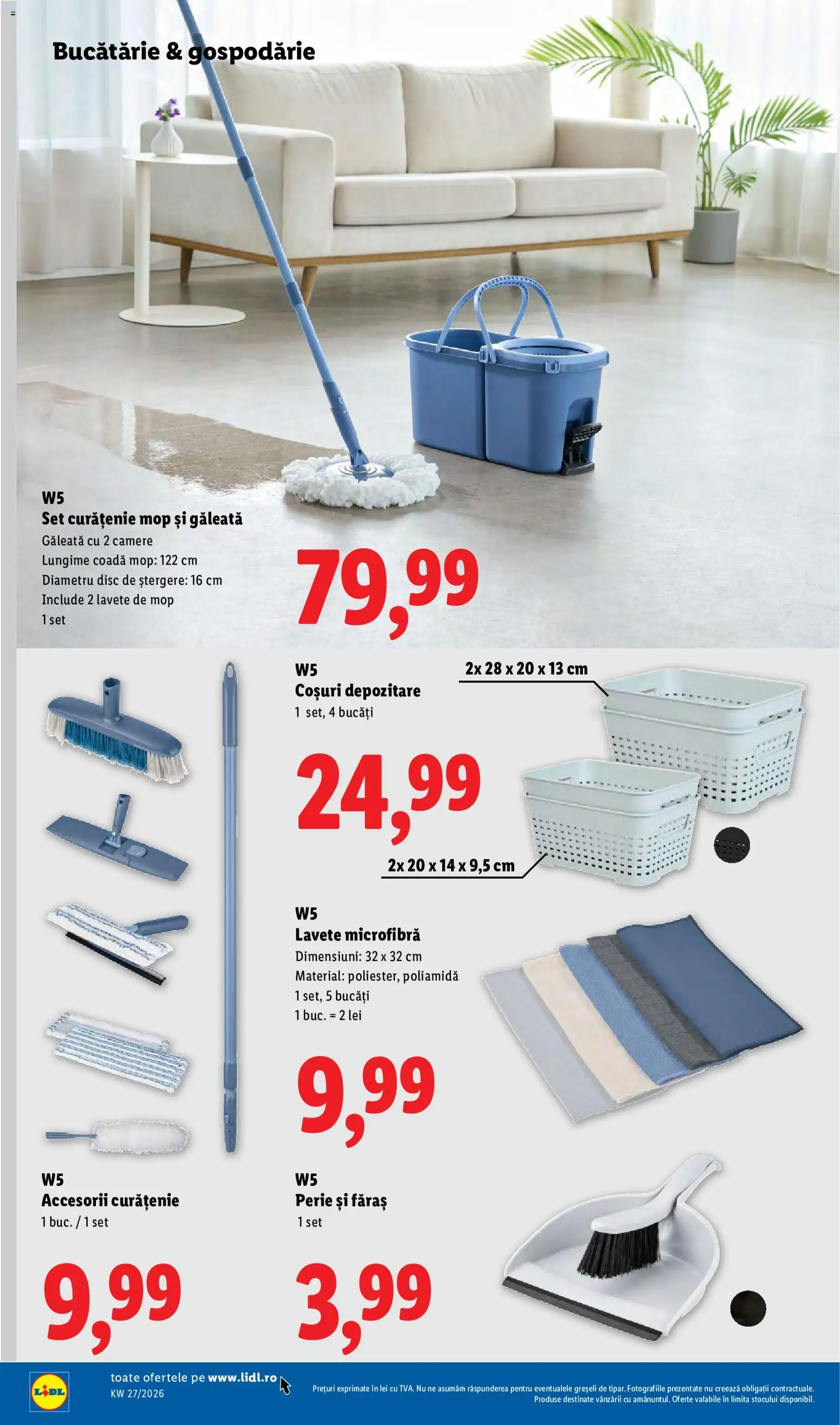 Catalog LIDL 29 Iunie - 4 Iulie 2026 | Pagina 48 | Produse: Coșuri depozitare, Mop, Perie, Lavete