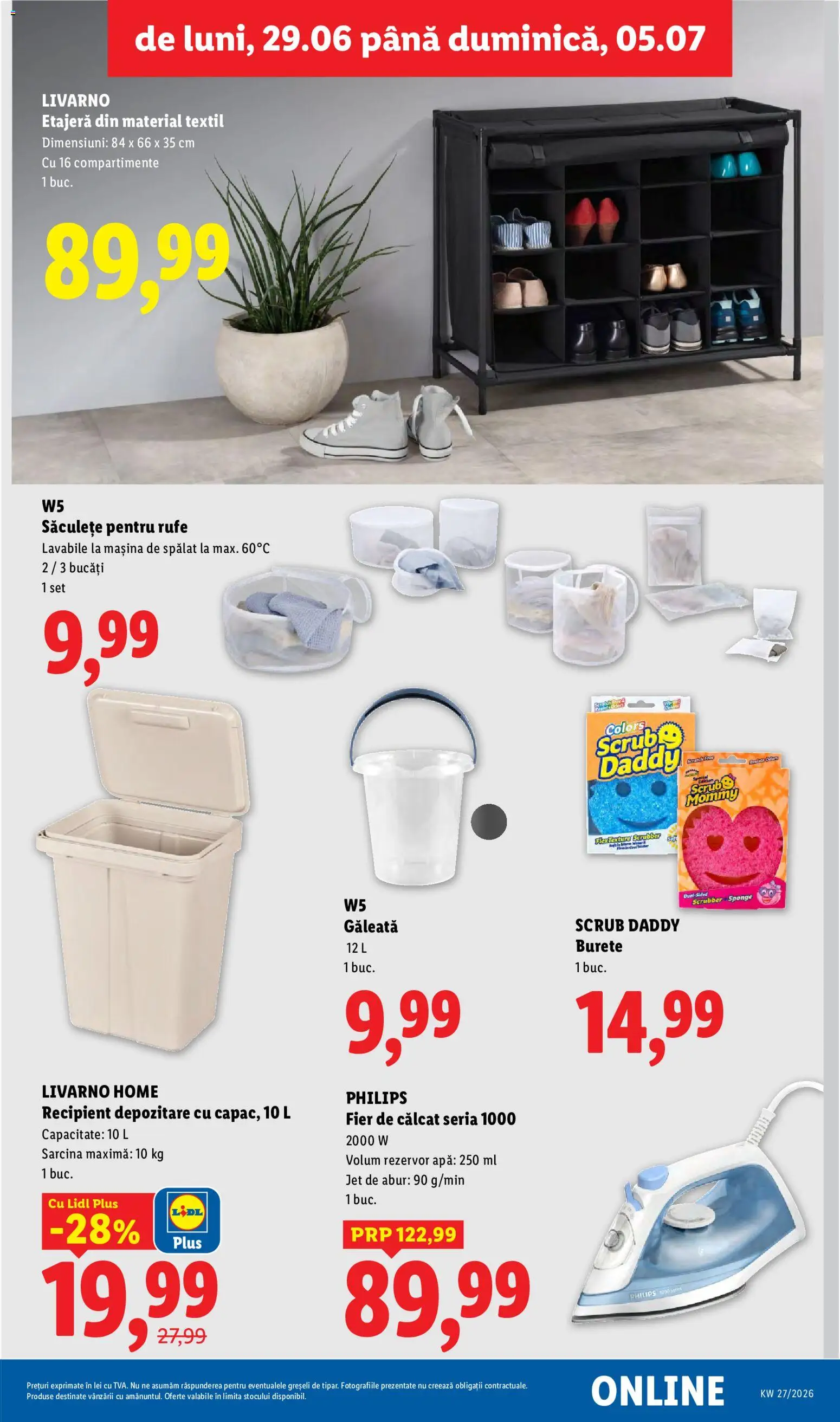 Catalog LIDL 29 Iunie - 4 Iulie 2026 | Pagina 49 | Produse: Fier de călcat, Etajeră, Burete, Apă