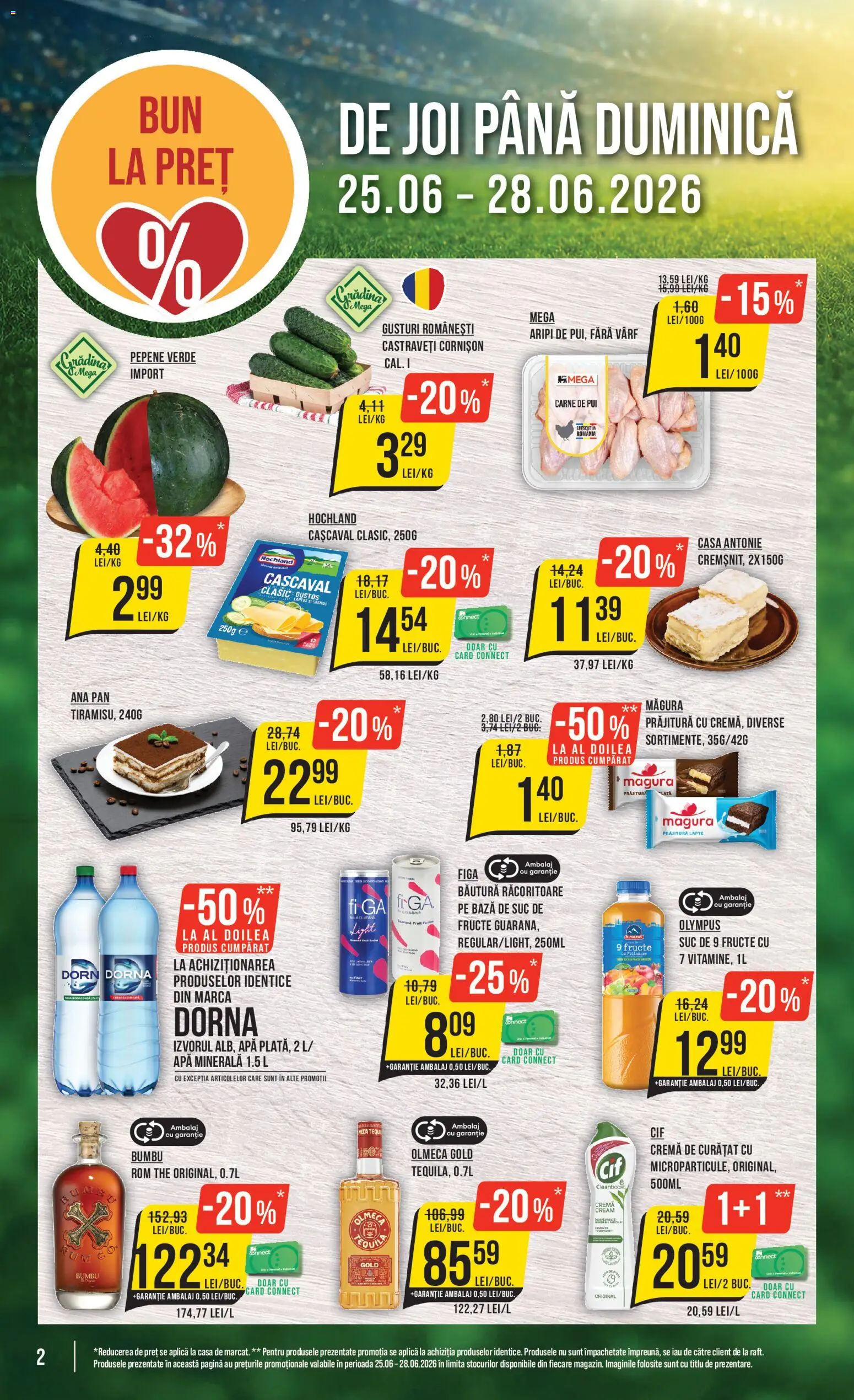 Catalog Mega Image 25 - 30 Iunie 2026 | Pagina 2 | Produse: Pepene Verde, Hacıyatmaz Kedi Oyuncağı, Cașcaval, Suc