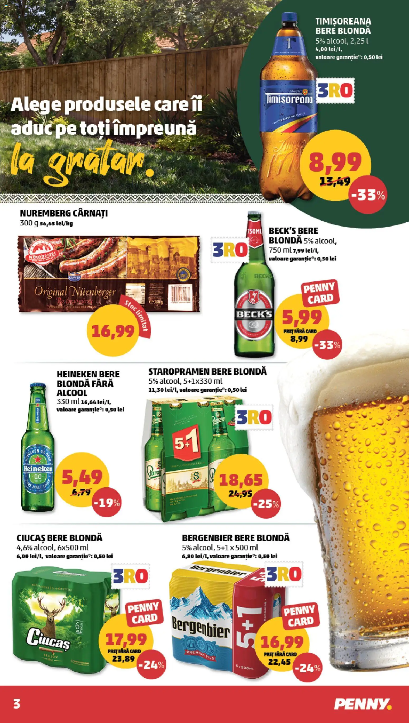 Catalog PENNY Market 24 - 29 Iunie 2026 | Pagina 3 | Produse: Bere, Plastik Kulübe, Cârnați