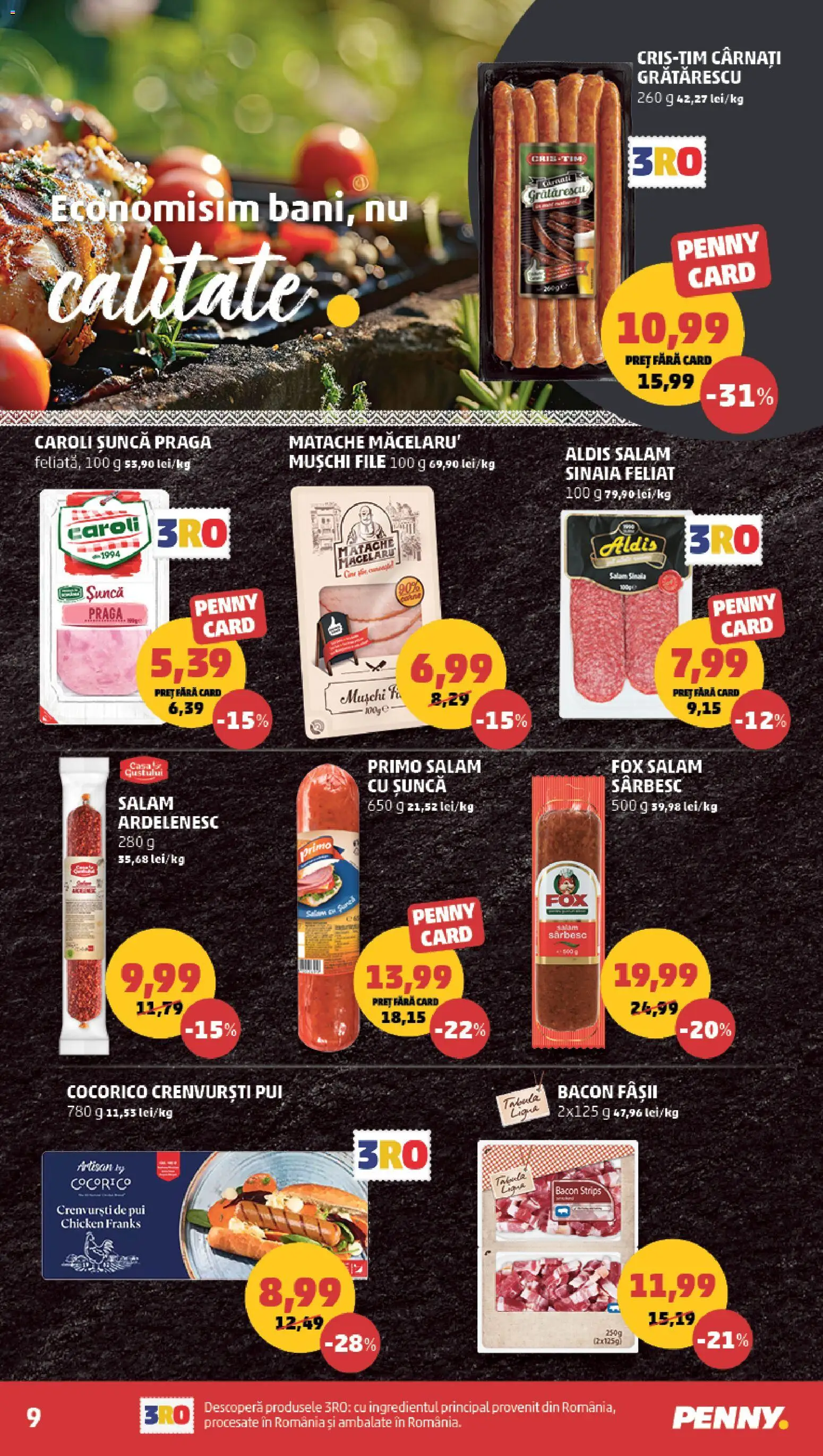 Catalog PENNY Market 24 - 29 Iunie 2026 | Pagina 9 | Produse: Crenvurști, Bacon, Salam, Șuncă
