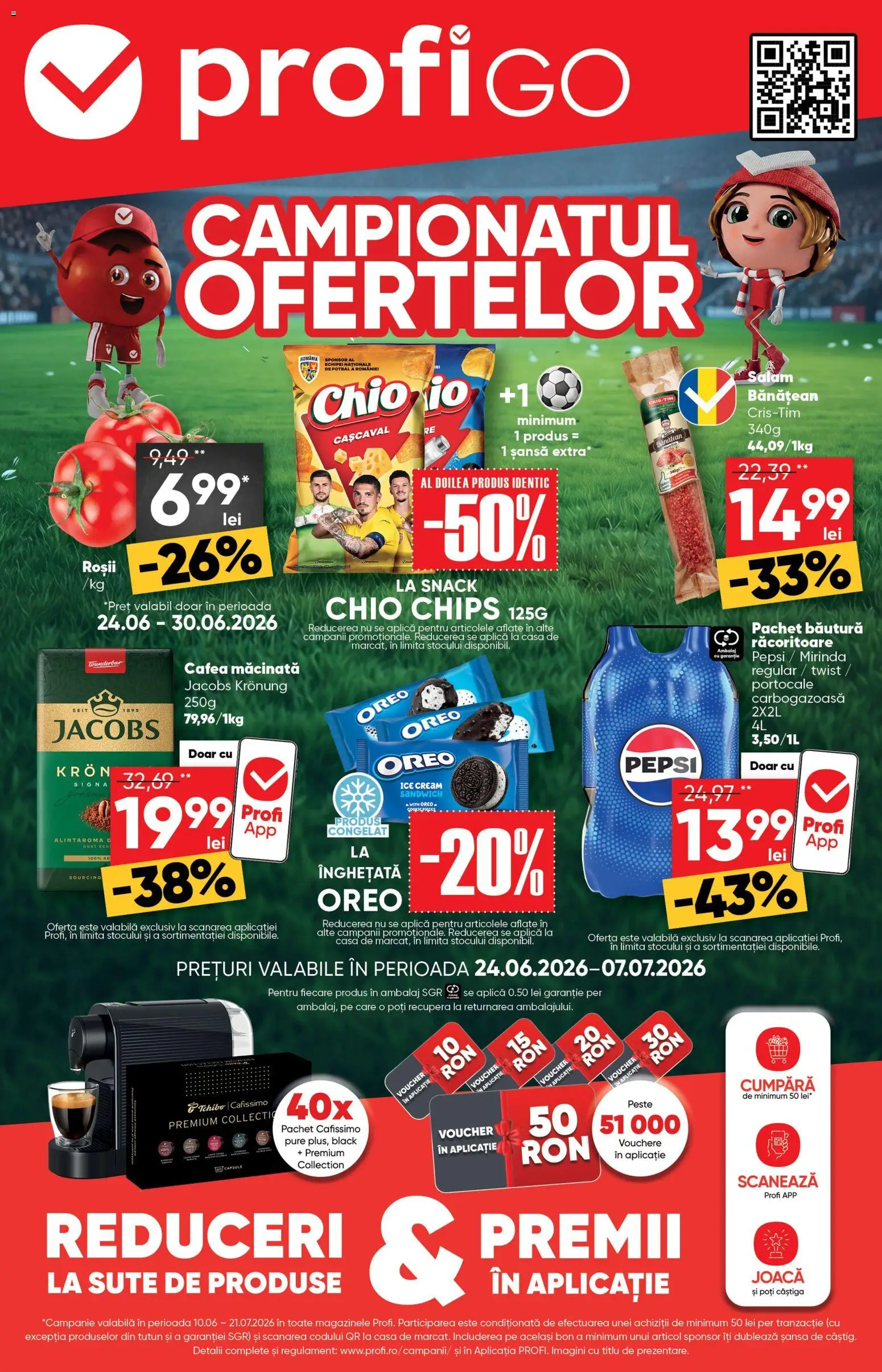 Catalog Profi 24 Iunie - 6 Iulie 2026 | Pagina 1 | Produse: Cafea, Portocale, Roșii, Înghețată