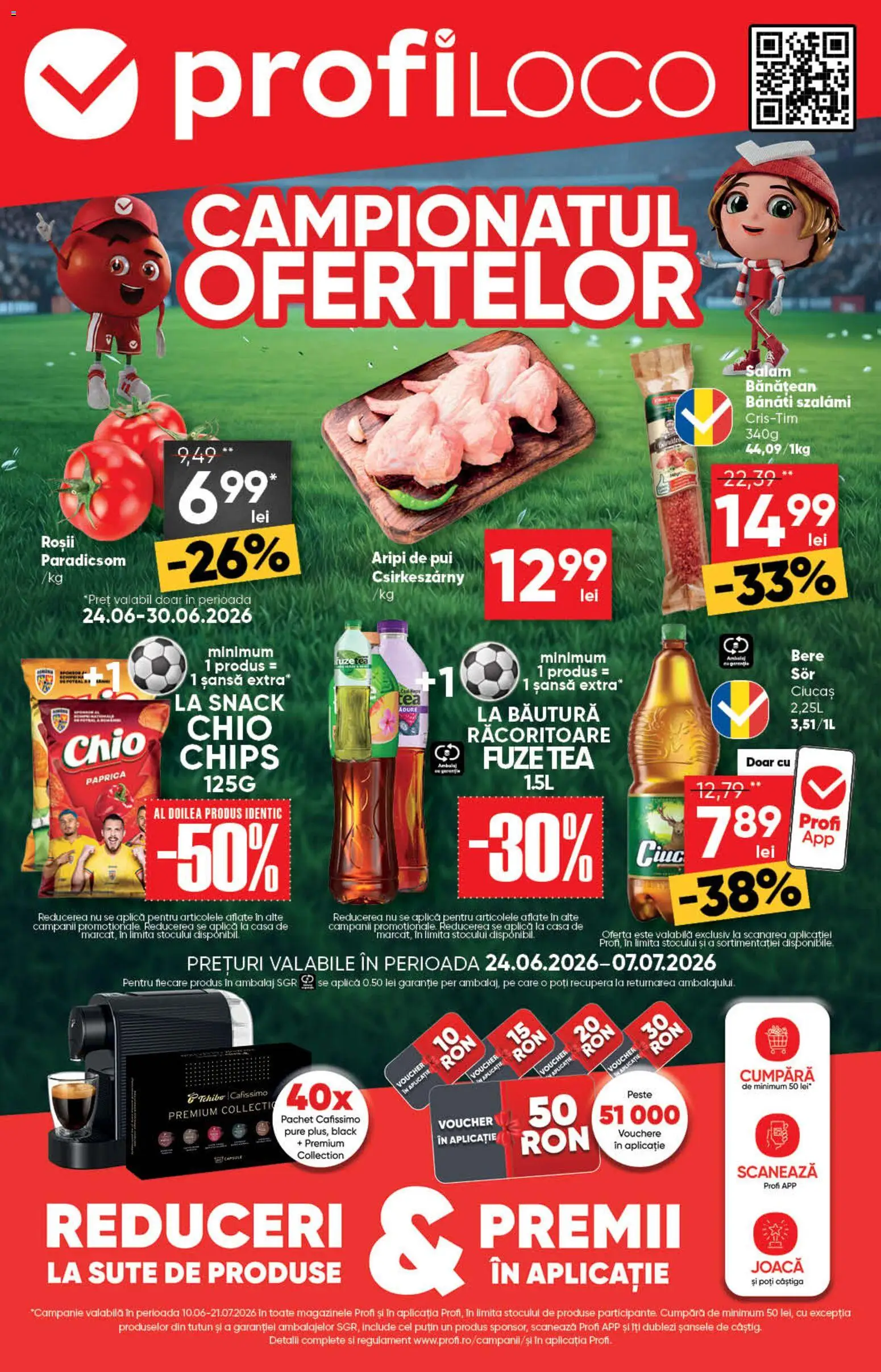 Catalog Profi 24 Iunie - 6 Iulie 2026 | Pagina 1 | Produse: Hacıyatmaz Kedi Oyuncağı, Salam, Roșii, Pește