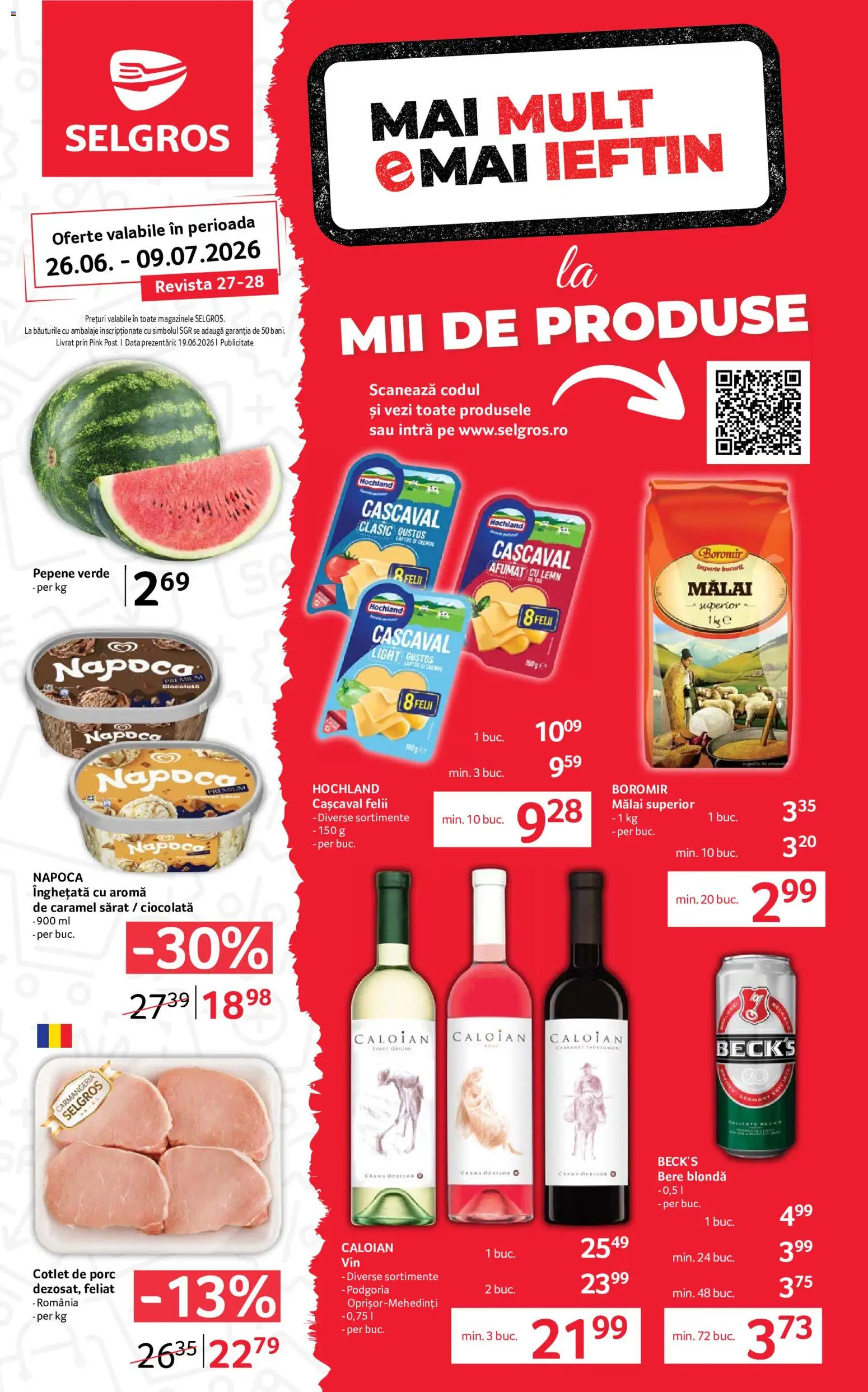 Catalog Selgros 26 Iunie - 8 Iulie 2026 | Pagina 1 | Produse: Pepene Verde, Cașcaval, Ciocolată, Înghețată