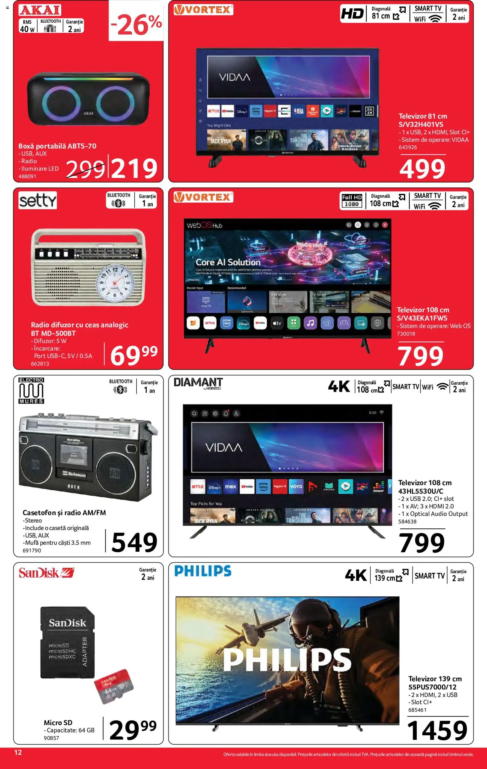 Catalog Selgros 26 Iunie - 8 Iulie 2026 | Pagina 12 | Produse: Ceas, Video, Radio, Boxă portabilă