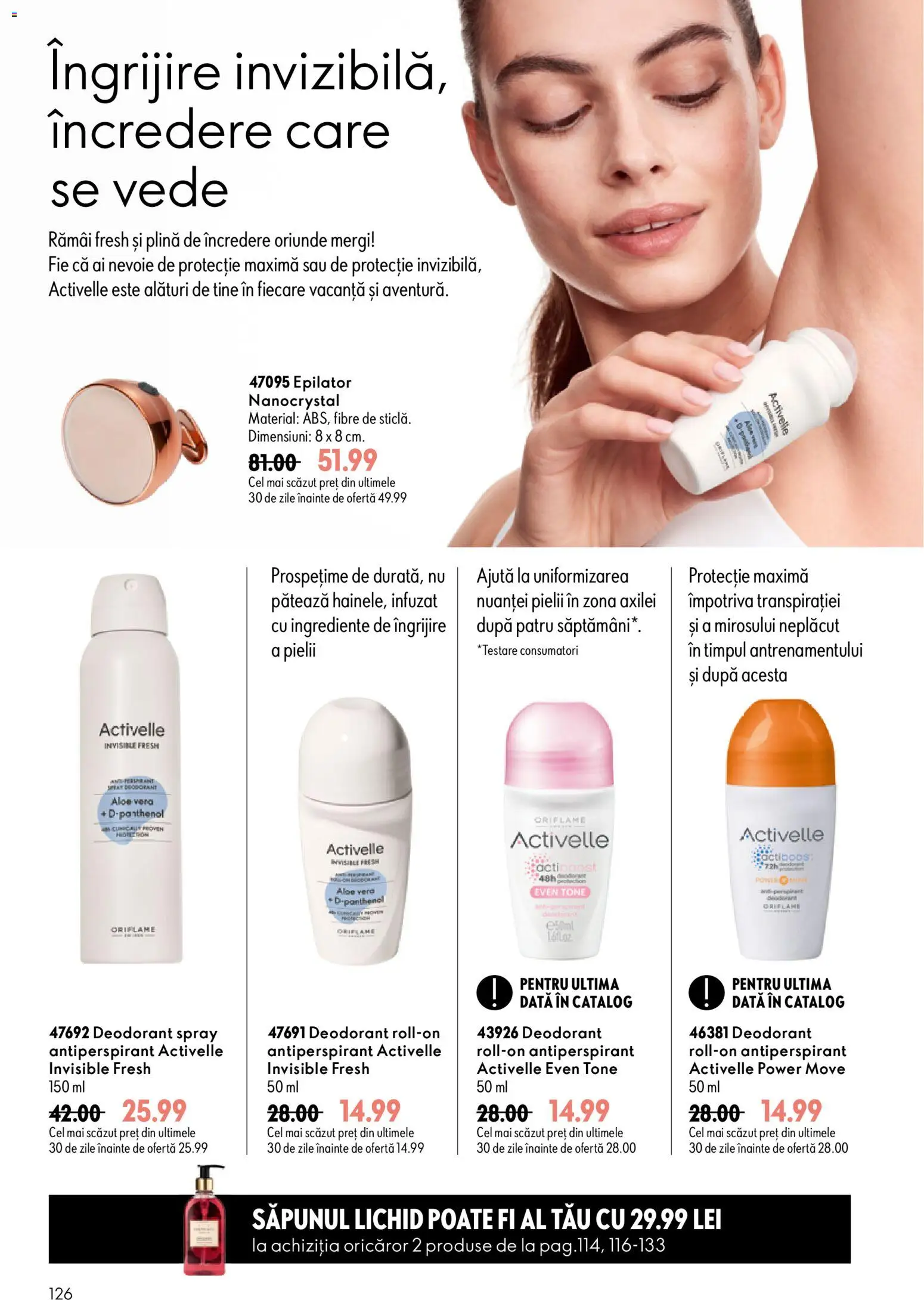 Catalog Oriflame 29 Iulie - 17 August 2026 | Pagina 126 | Produse: Epilator, Aloe vera, Deodorant, Antiperspirant