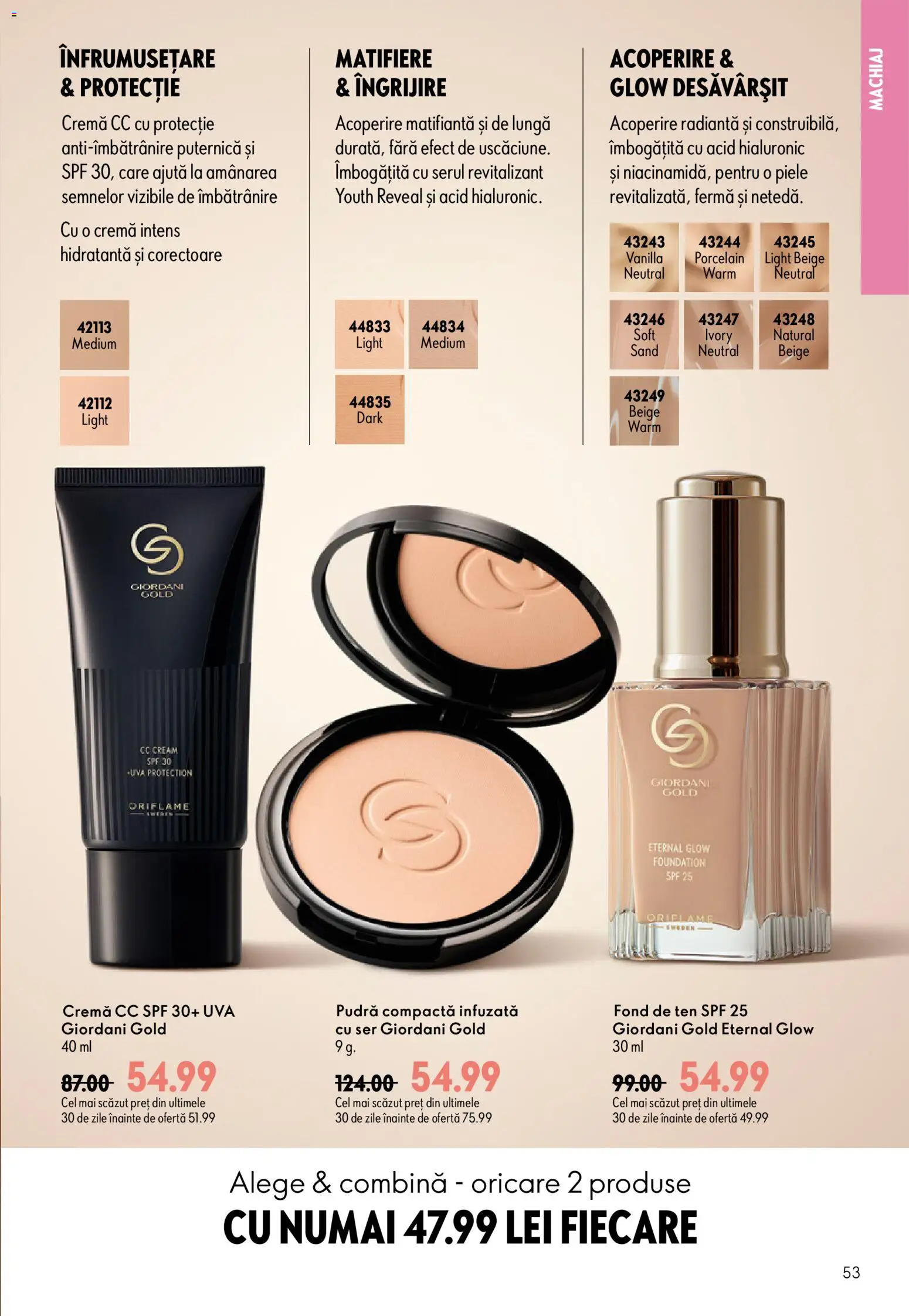 Catalog Oriflame 29 Iulie - 17 August 2026 | Pagina 53 | Produse: Fond de ten, Machiaj, Pudră, Cremă